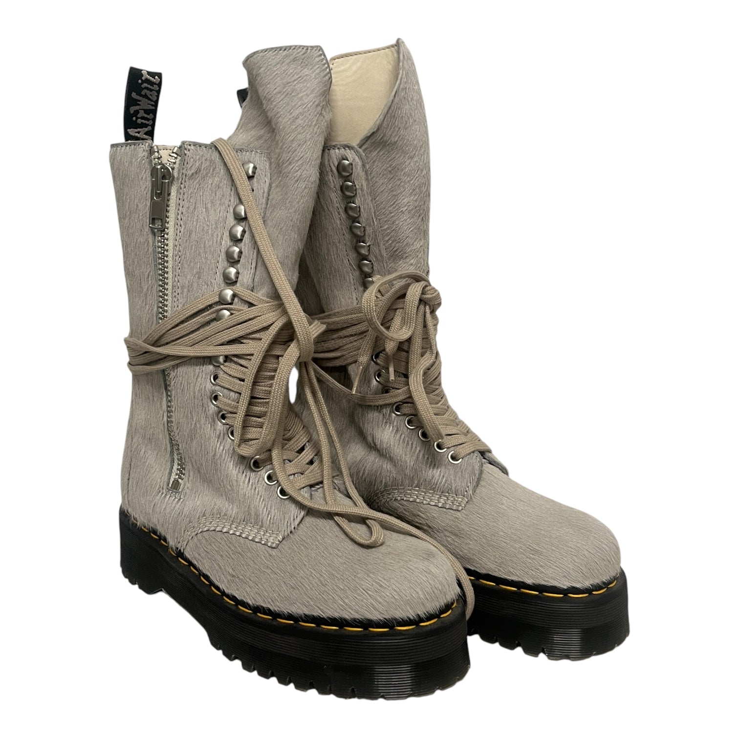 Rick Owens/Dr.Martens/Lace Up Boots/US 8/Fur/GRY/PONY HAIR 1918 STROBE BOOT view 1