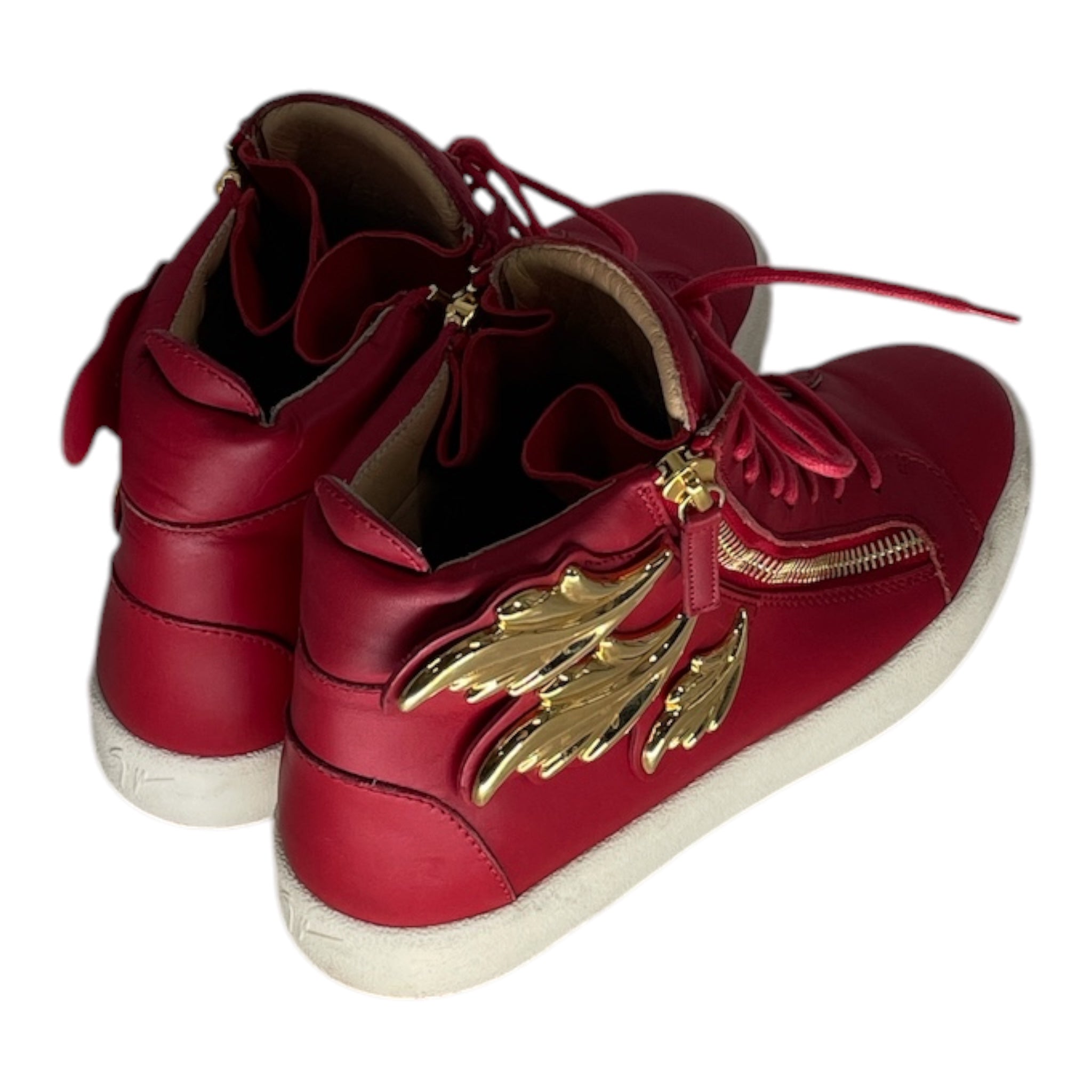 Giuseppe Zanotti/Hi-Sneakers/EU 41/Leather/RED/cruel summer wings in gold view 2