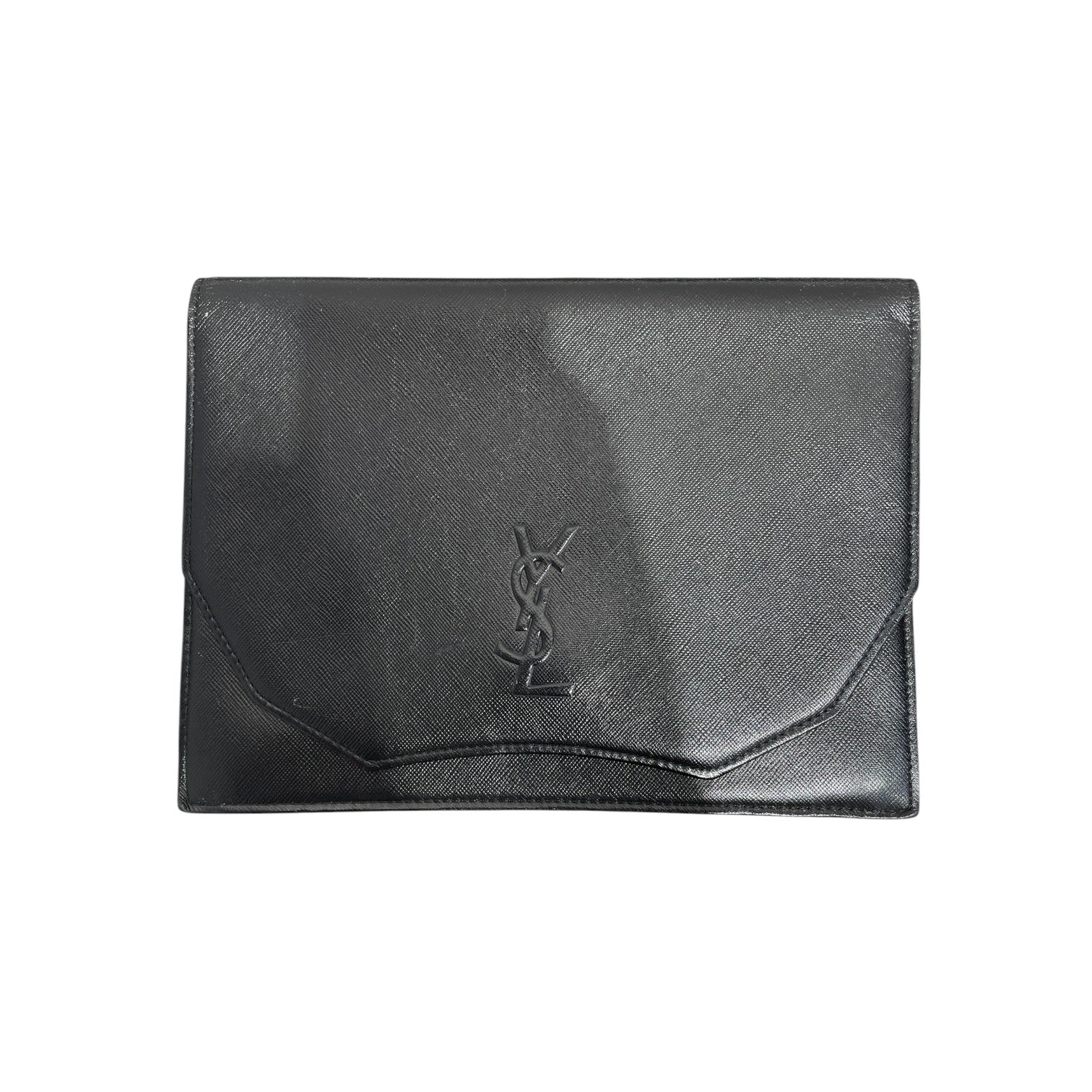 YVES SAINT LAURENT/Clutch Bag/Leather/BLK/Envelope Clutch Bag view 1