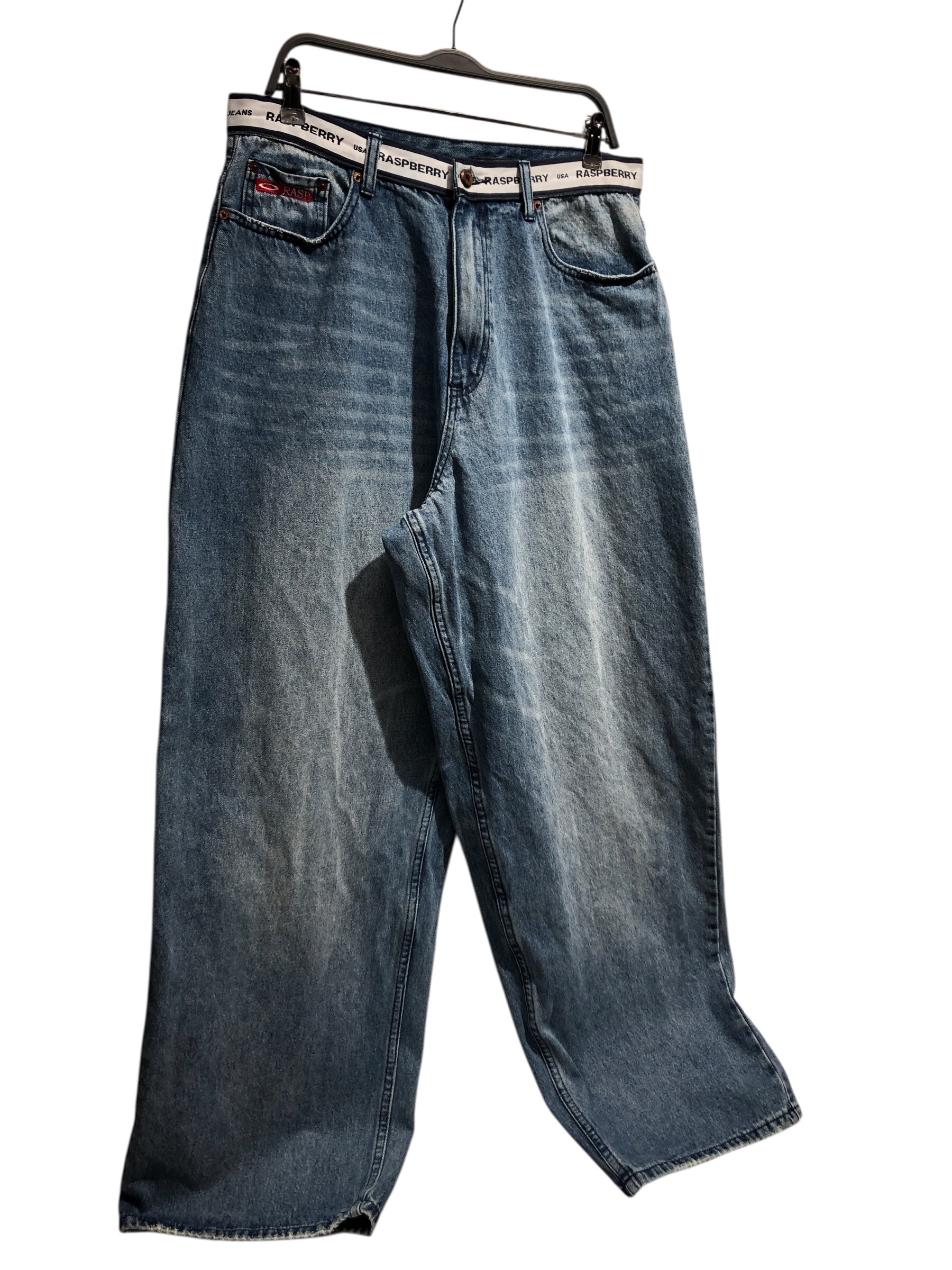 Raspberry Hills/Pants/M/Cotton/IDG/baggy denim w/ waistband logo view 1
