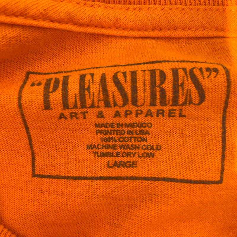 Pleasures/LS T-Shirt/L/Cotton/ORN/Graphic/Spellout