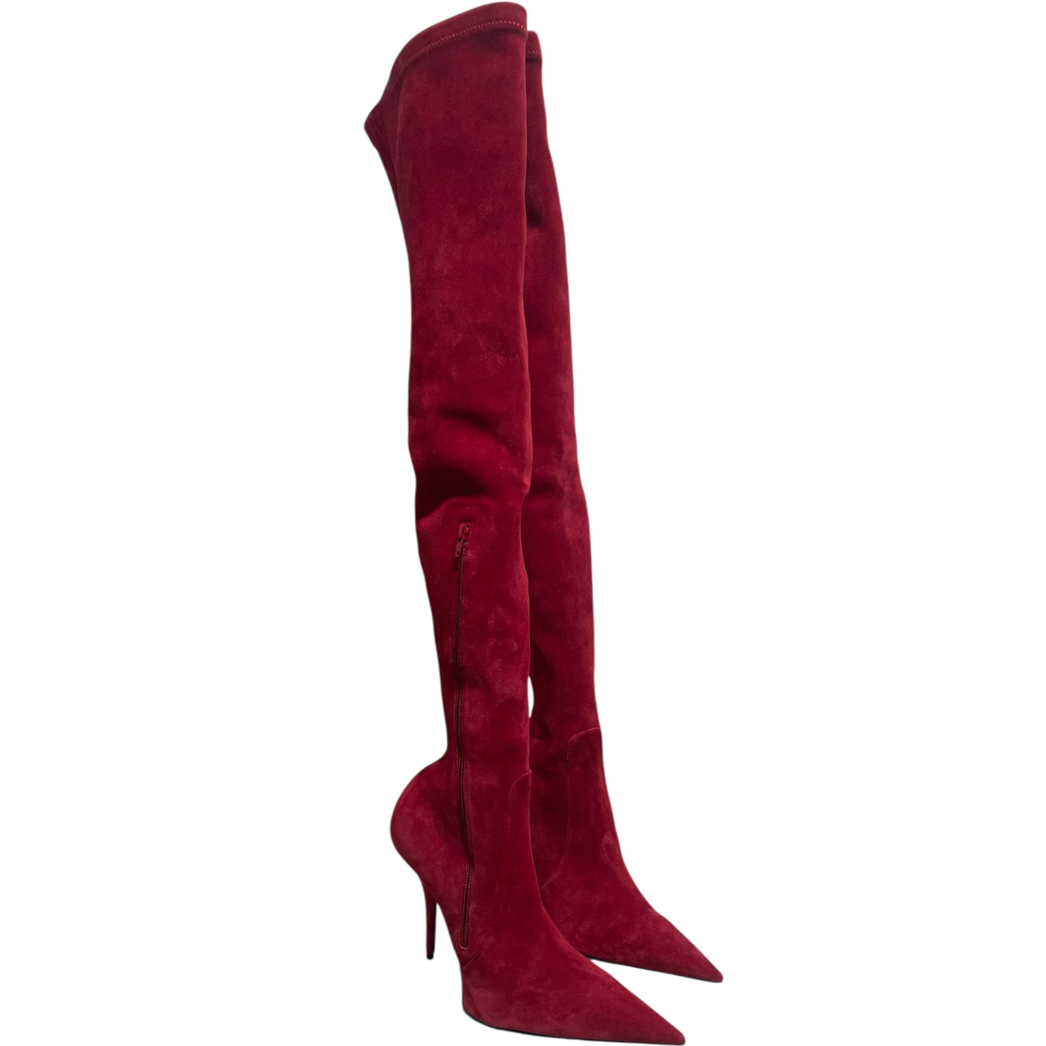 BALENCIAGA/Booties/EU 39/Suede/RED/Avenue Knife Boot Red view 1