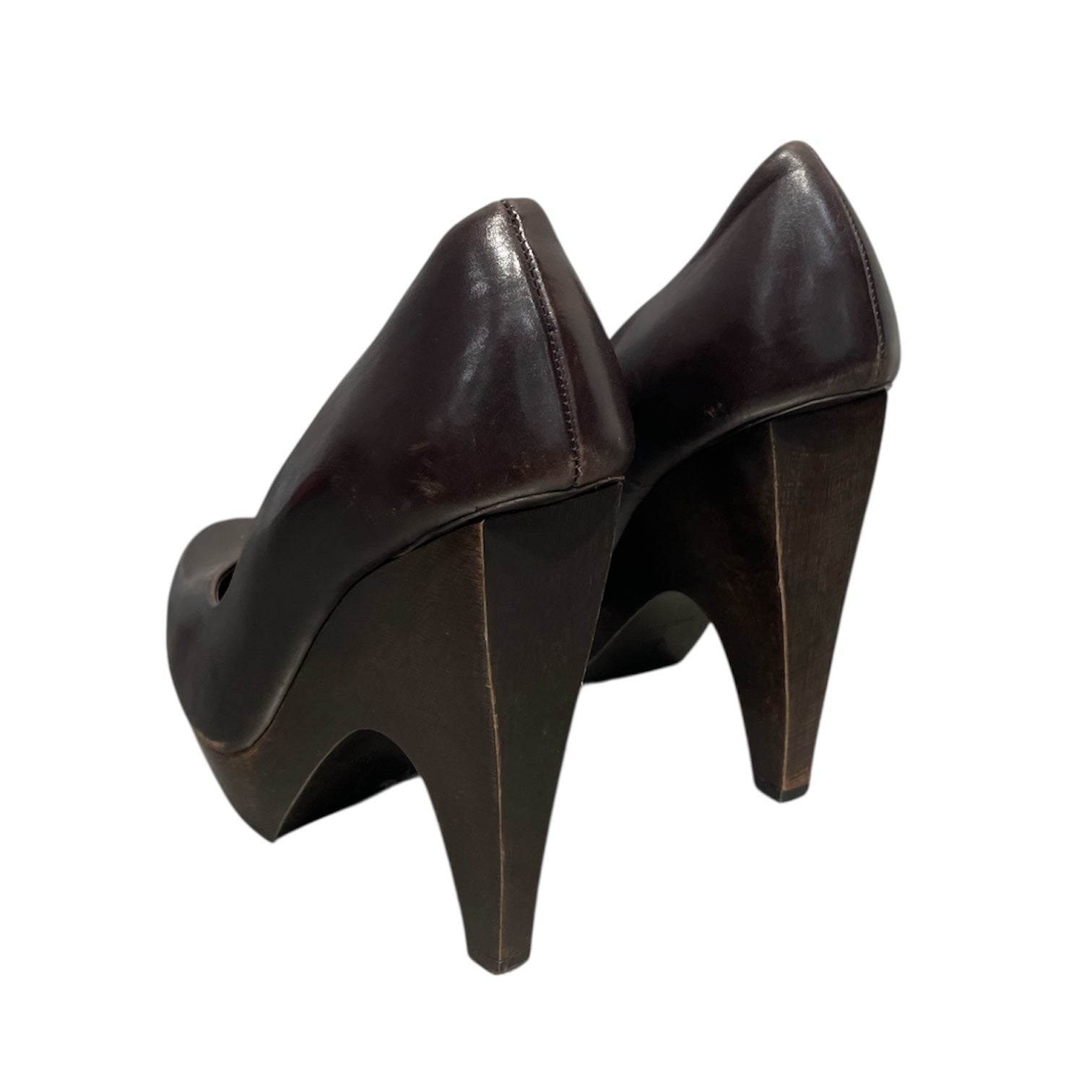 YVES SAINT LAURENT/Heels/EU 37/Leather/BRW/V-Tip/ view 2