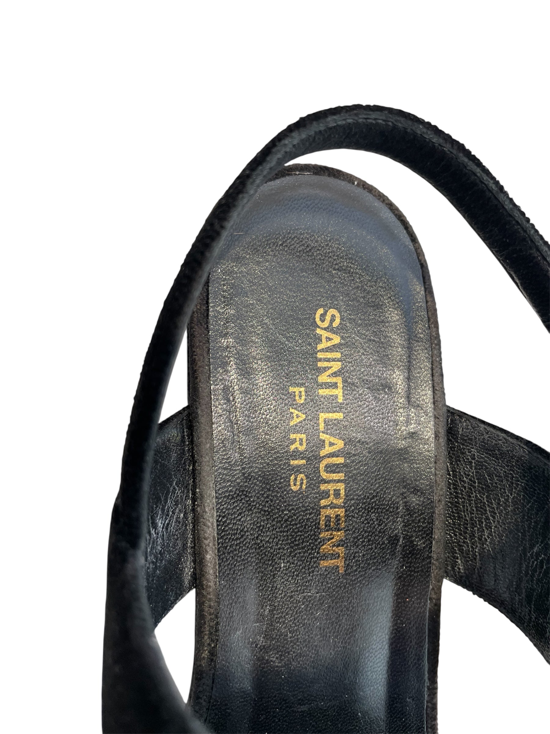 SAINT LAURENT/Heels/EU 39/Suede/BLK/BIG HEEL SUEDE view 3