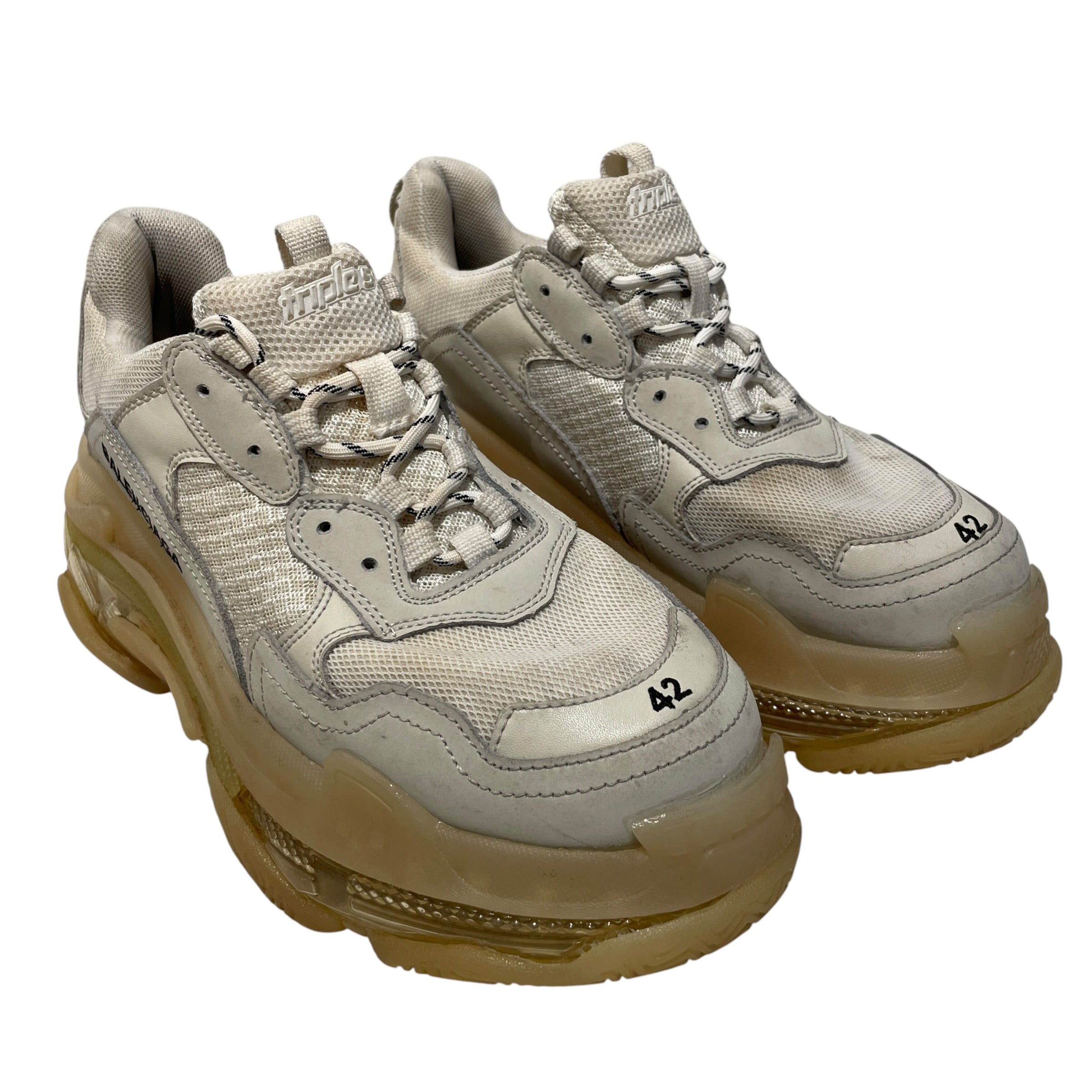 BALENCIAGA/Low-Sneakers/US 9/Nylon/WHT/chunky triple s clear sole view 1