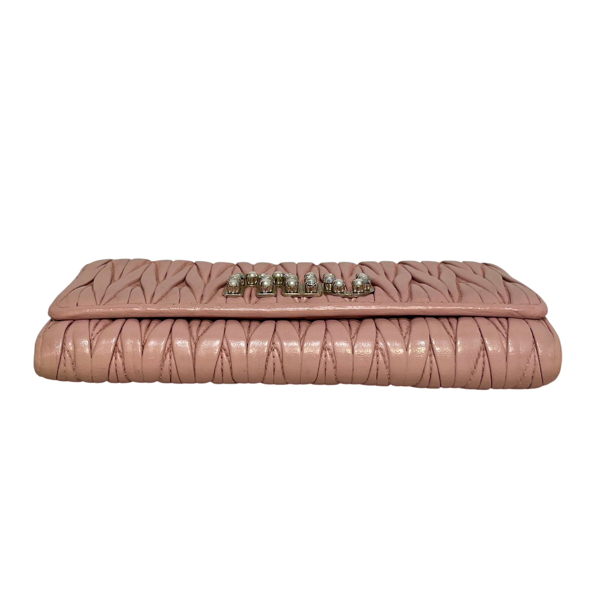 MIU MIU/Long Wallet/Leather/PNK/L's/Nappa Lambskin Matelasse Pink view 3
