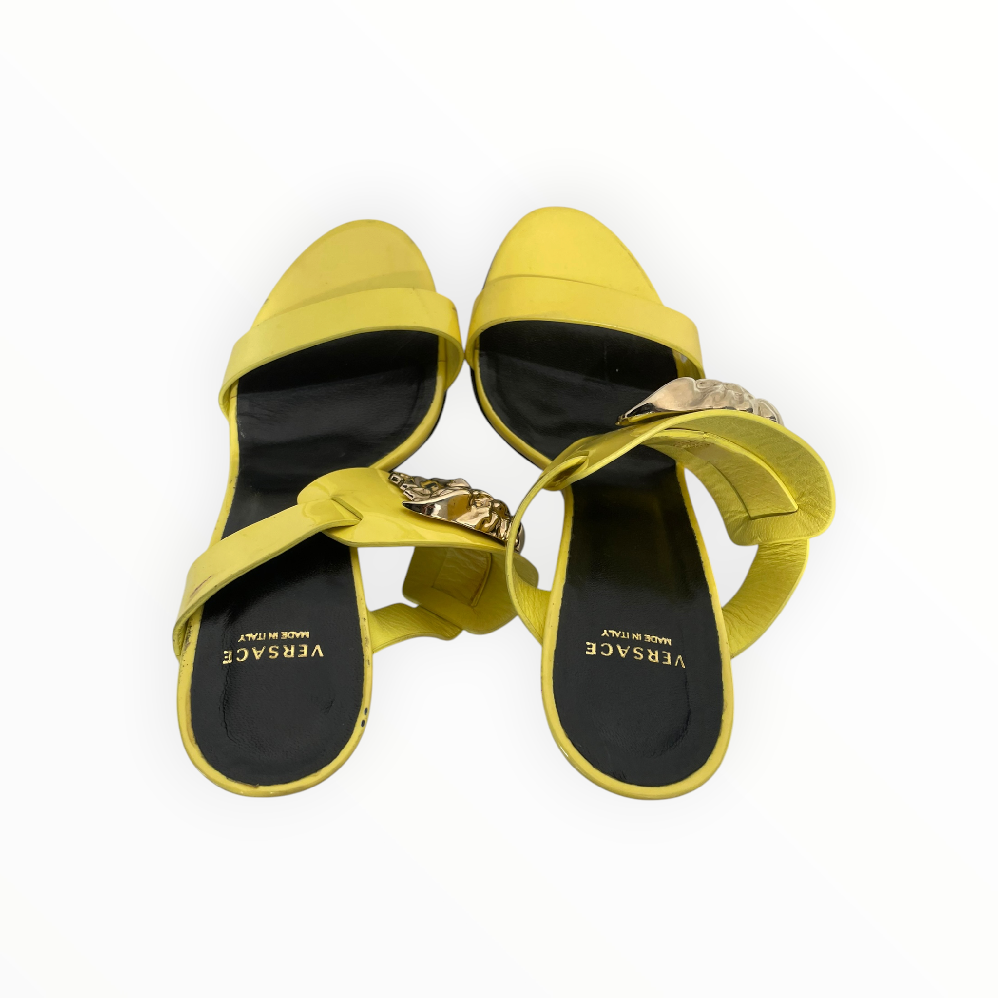 VERSACE/Heels/EU 36.5/Leather/YEL/LARGE SNAKE HEAD STAP DETAIL view 3