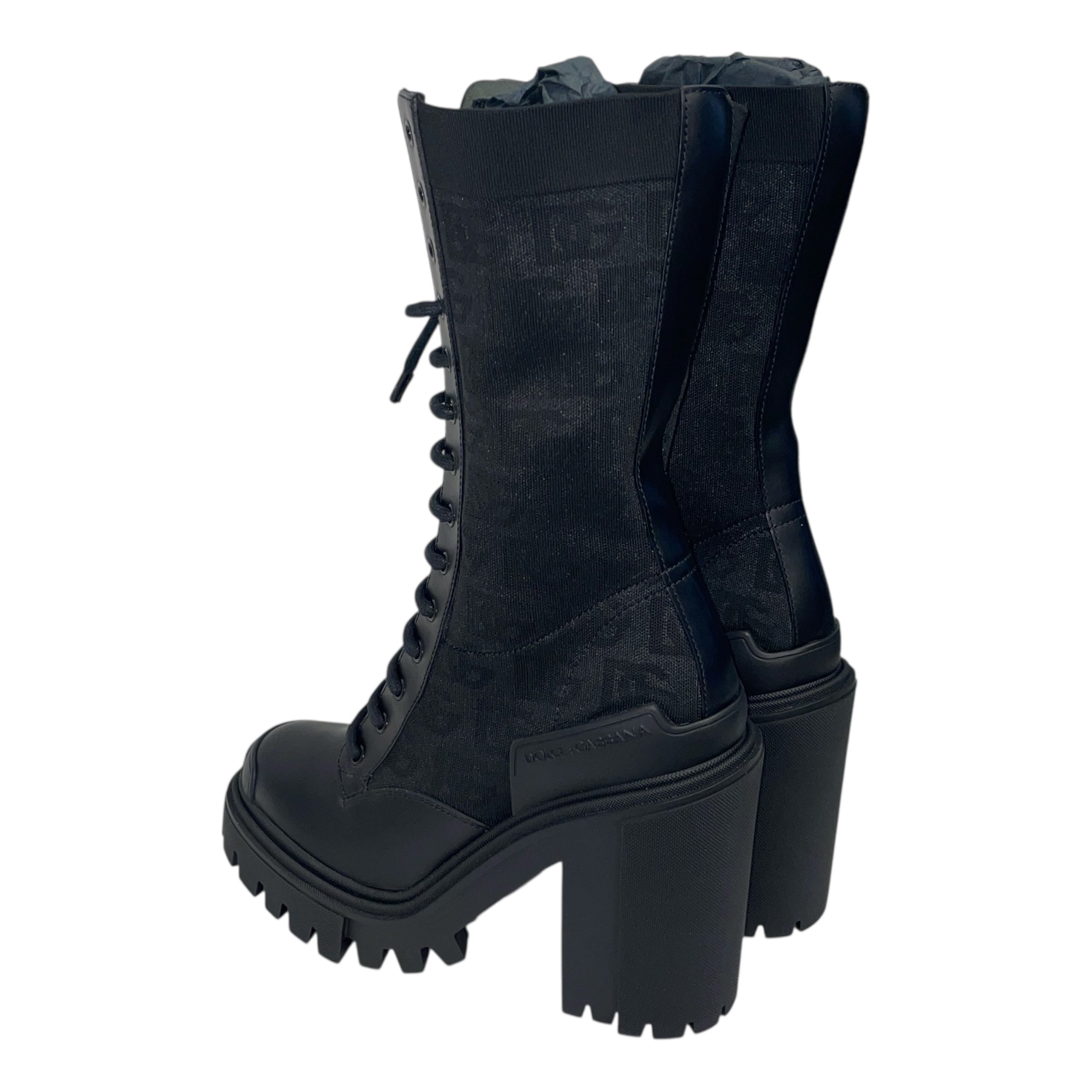 DOLCE&GABBANA/Lace Up Boots/EU 41/BLK/ALL OVER DG BOOTS view 2