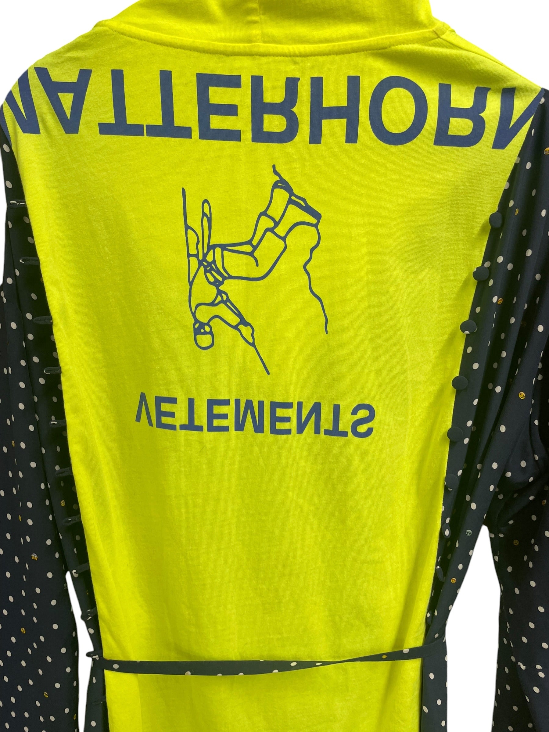 VETEMENTS/LS Dress/XS/Polka dot/Silk/NVY/MATTERHORN HOODED EMOJI DRESS view 6