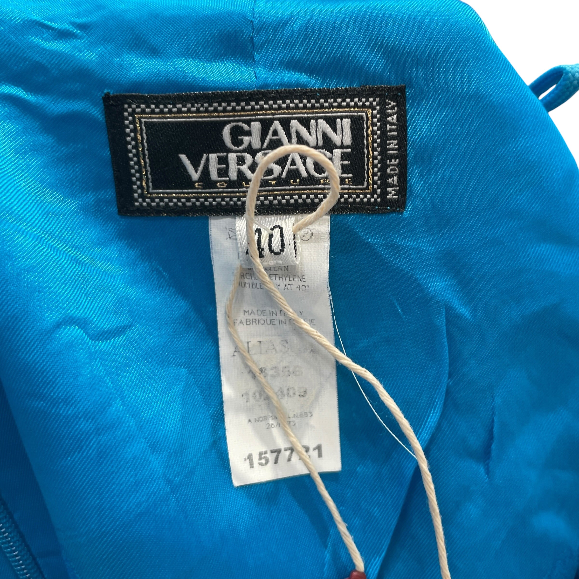 GIANNI VERSACE/Skirt/32/Polyester/BLU/Midi Length/STRIPE PRNT OG VERSACE TEAL view 3