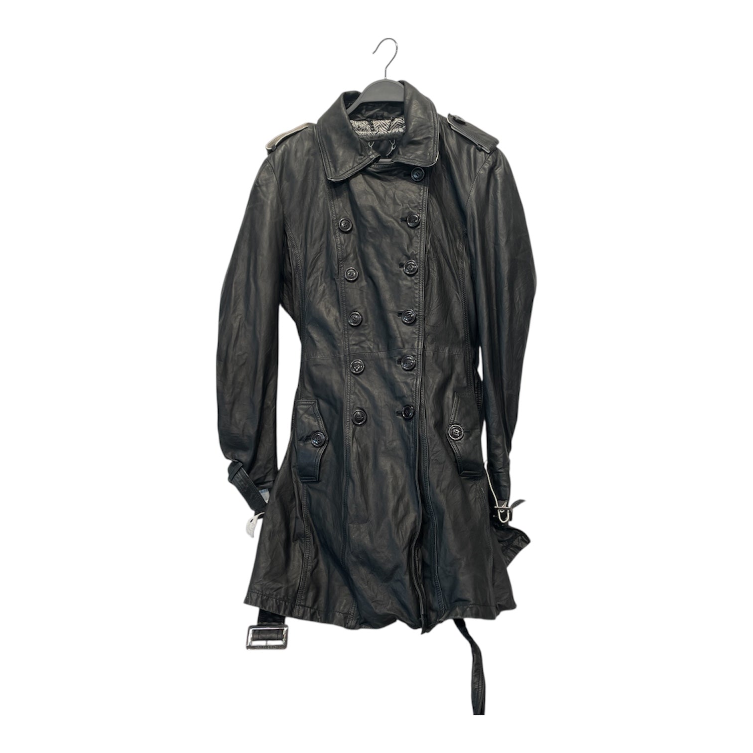 BOD & CHRISTENSEN/Trench Coat/XL/Leather/BLK/Double Breasted/ view 1