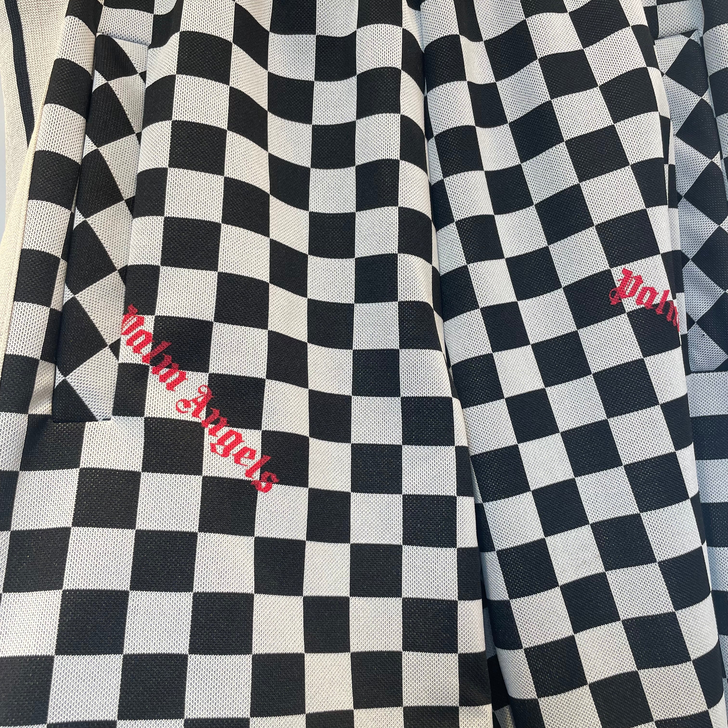 Palm Angels/Pants/XS/Polyester/WHT/Plaid/checkered/red logo view 3