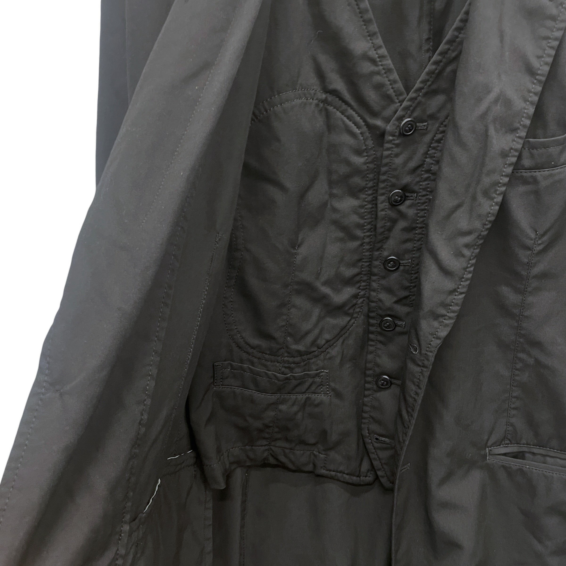 COMME des GARCONS HOMME PLUS/Trench Coat/L/Cotton/BLK/AD2010 OVERDYED WAIST COAT view 3