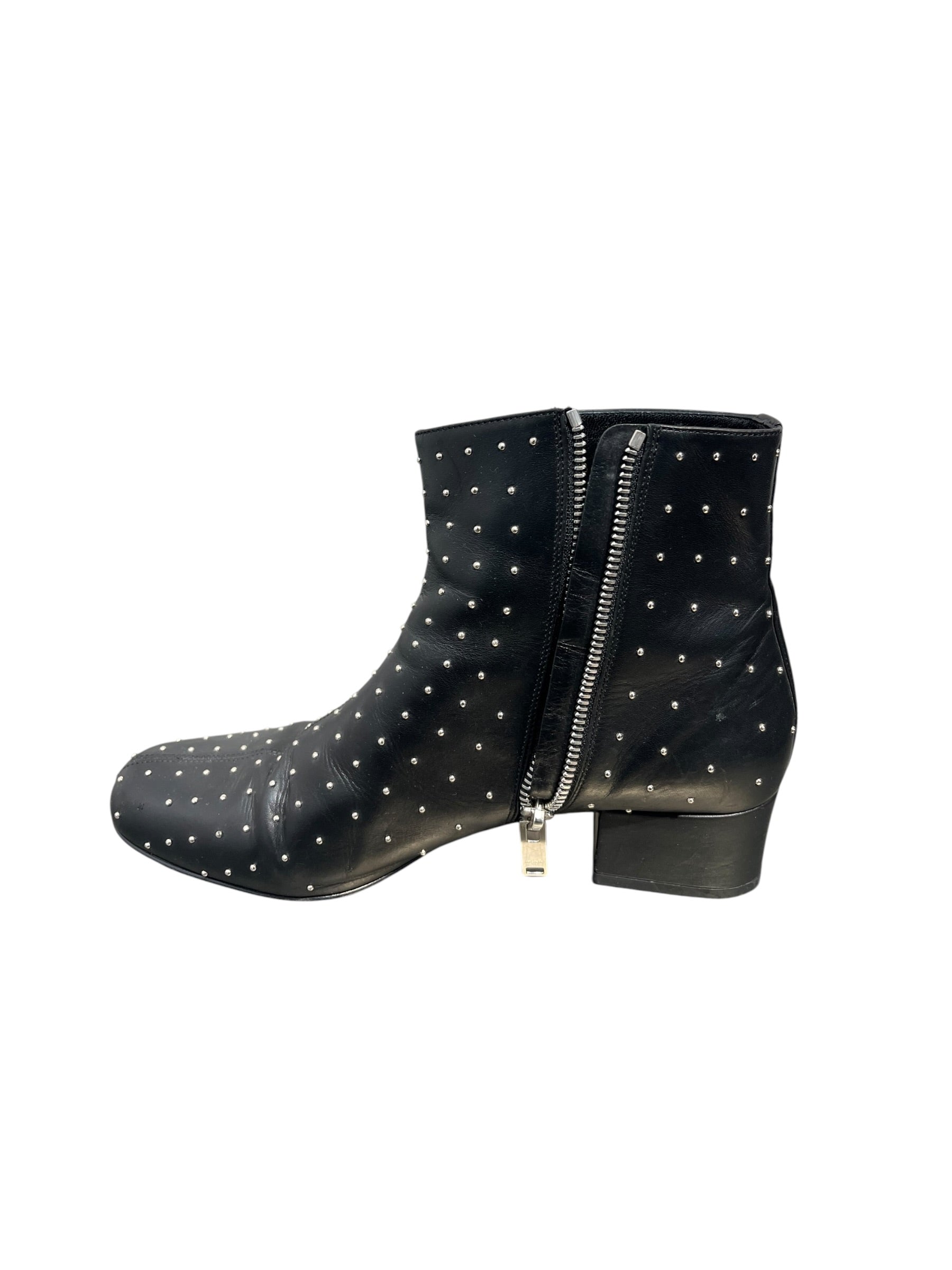 SAINT LAURENT/Ankle Boots/EU 37.5/Polka dot/Leather/BLK/SMALL SILVER STUD DOTS, ZIP view 4
