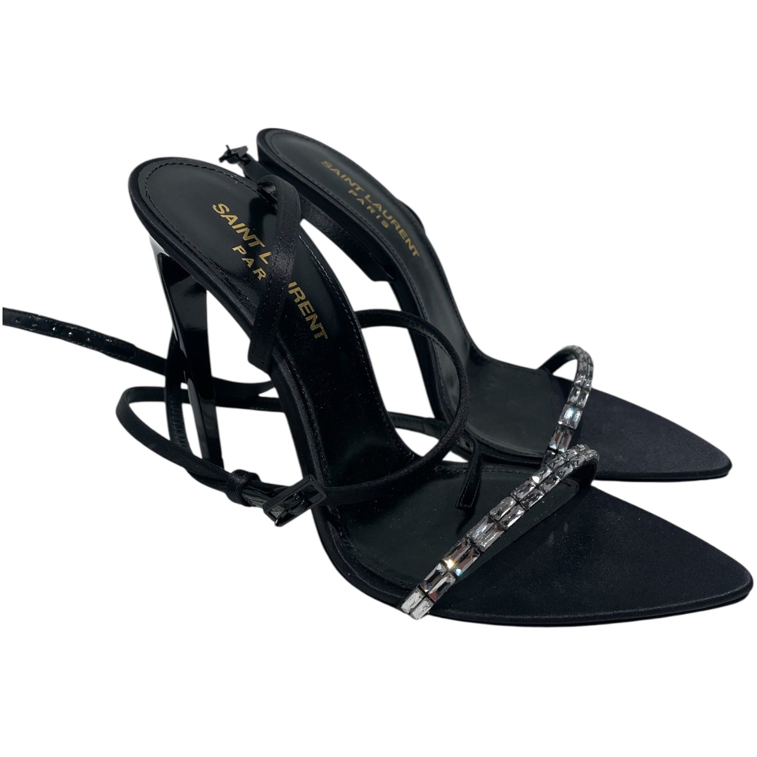 SAINT LAURENT/Heels/EU 36/BLK/crepe satin heel view 1