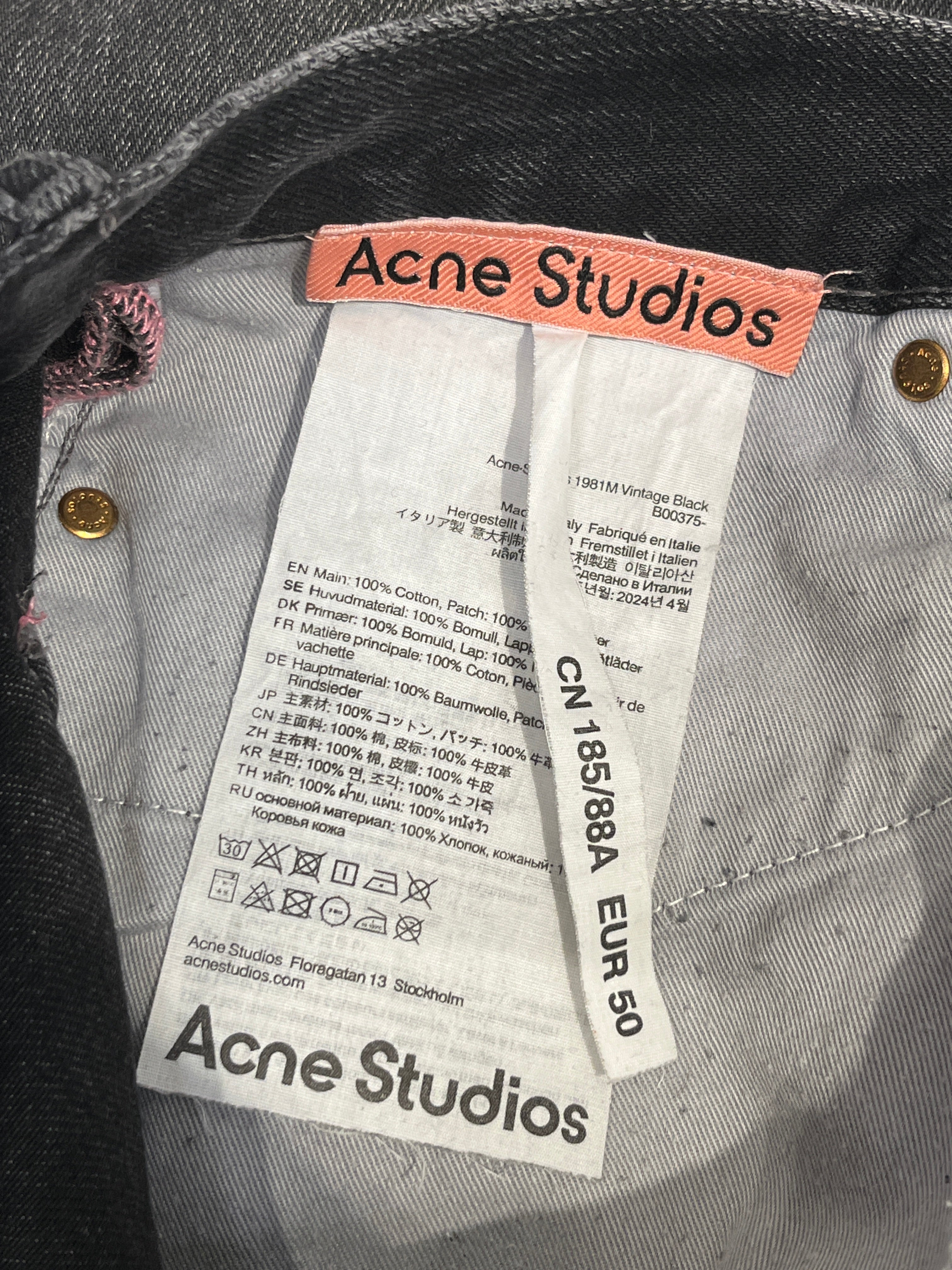 Acne Studios/Straight Pants/Denim/BLK/ view 3