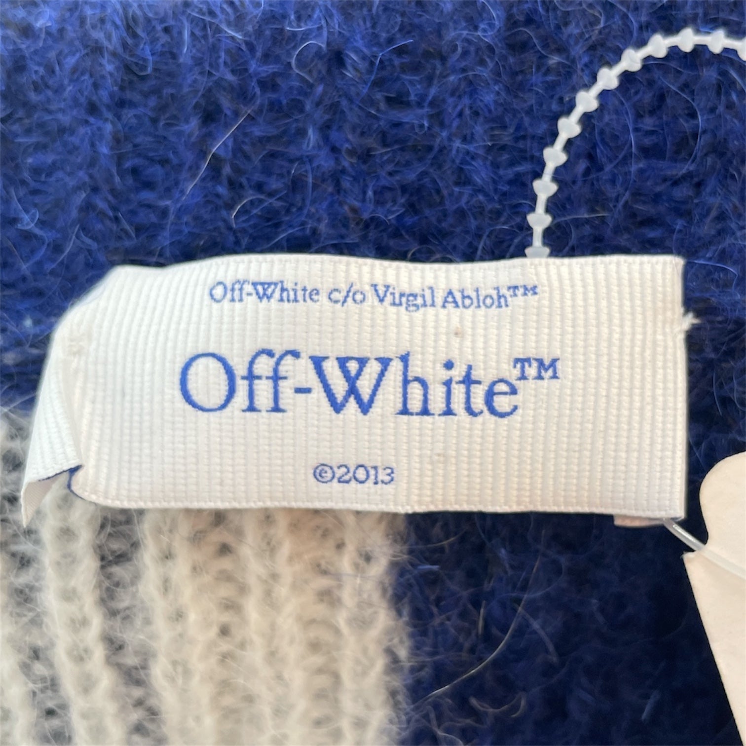 OFF-WHITE/Sweater/L/Cotton/BLU/DISTRESSED CHECKERED SWEATER view 3