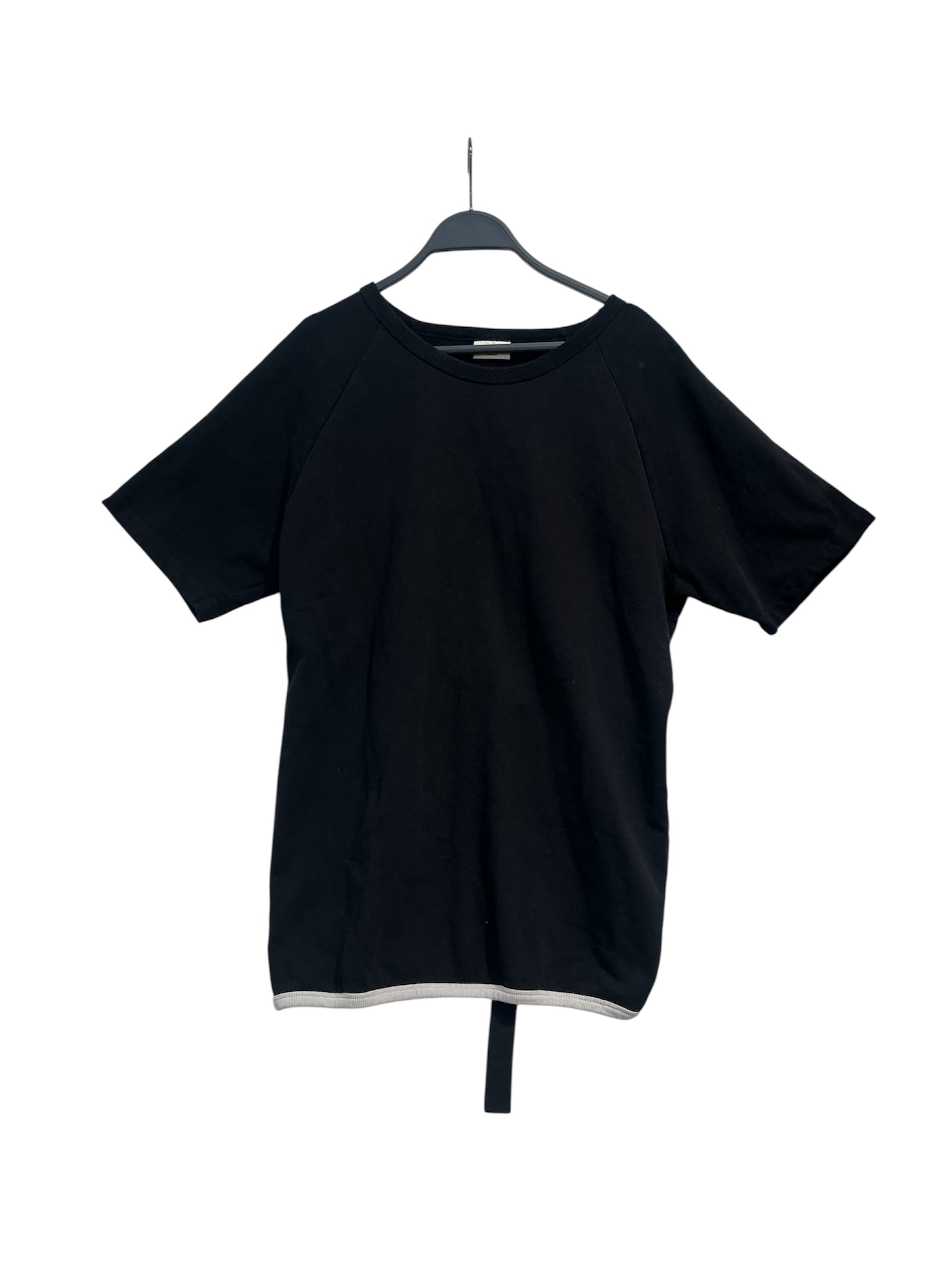 DRIES VAN NOTEN/Cut & Sew/M/Cotton/BLK/BACKLESS TIED SWEATSHIRT TEE view 1