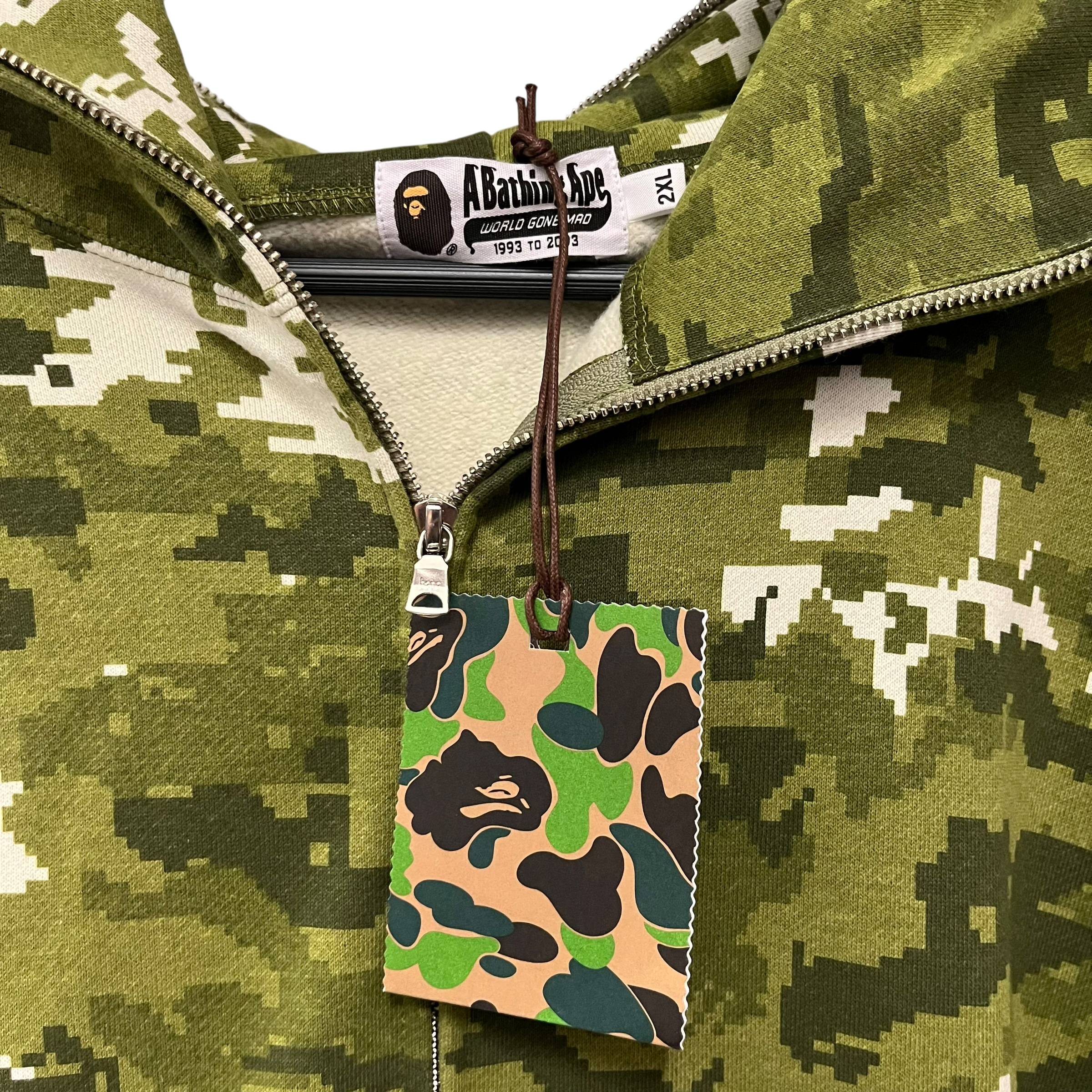 A BATHING APE/Zip Up Hoodie/XXL/Camouflage/Cotton/GRN/digi camo shark zip view 5