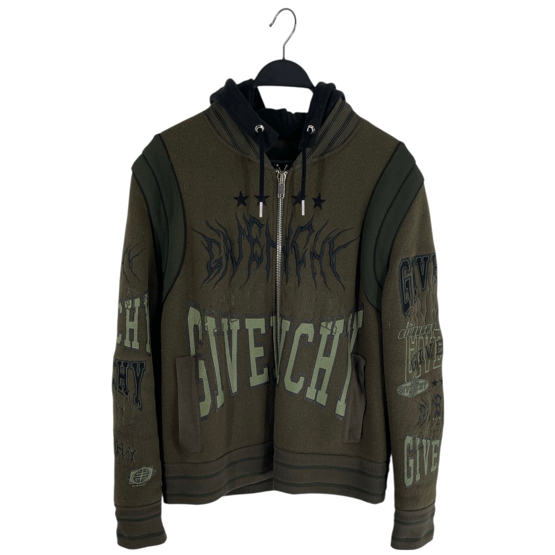 GIVENCHY/Jacket/L/Wool/GRN/HOODED CONVERTIBLE JACKET view 1