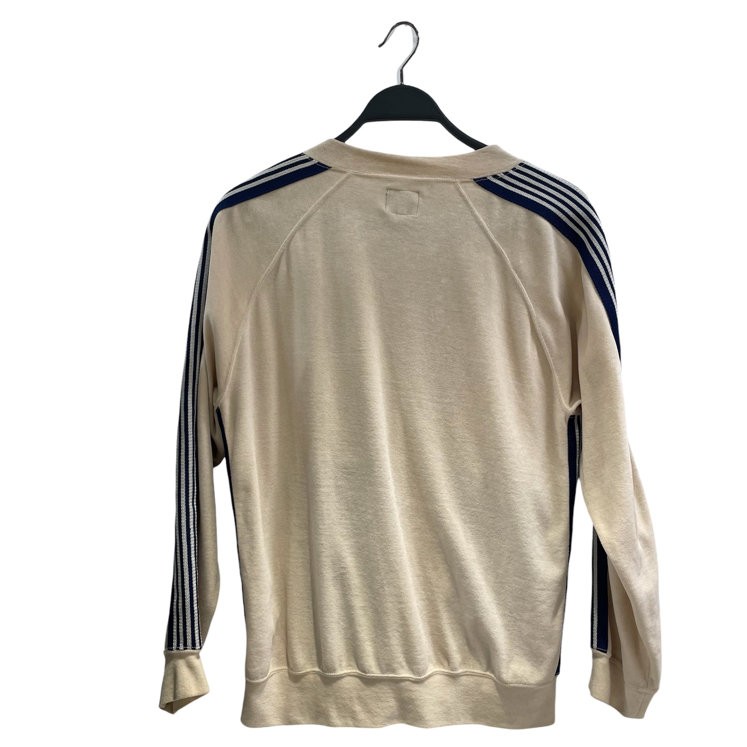 Needles/Fleece Jkt/S/Polyester/CRM/Stripe/velour navy stripe stained** view 2