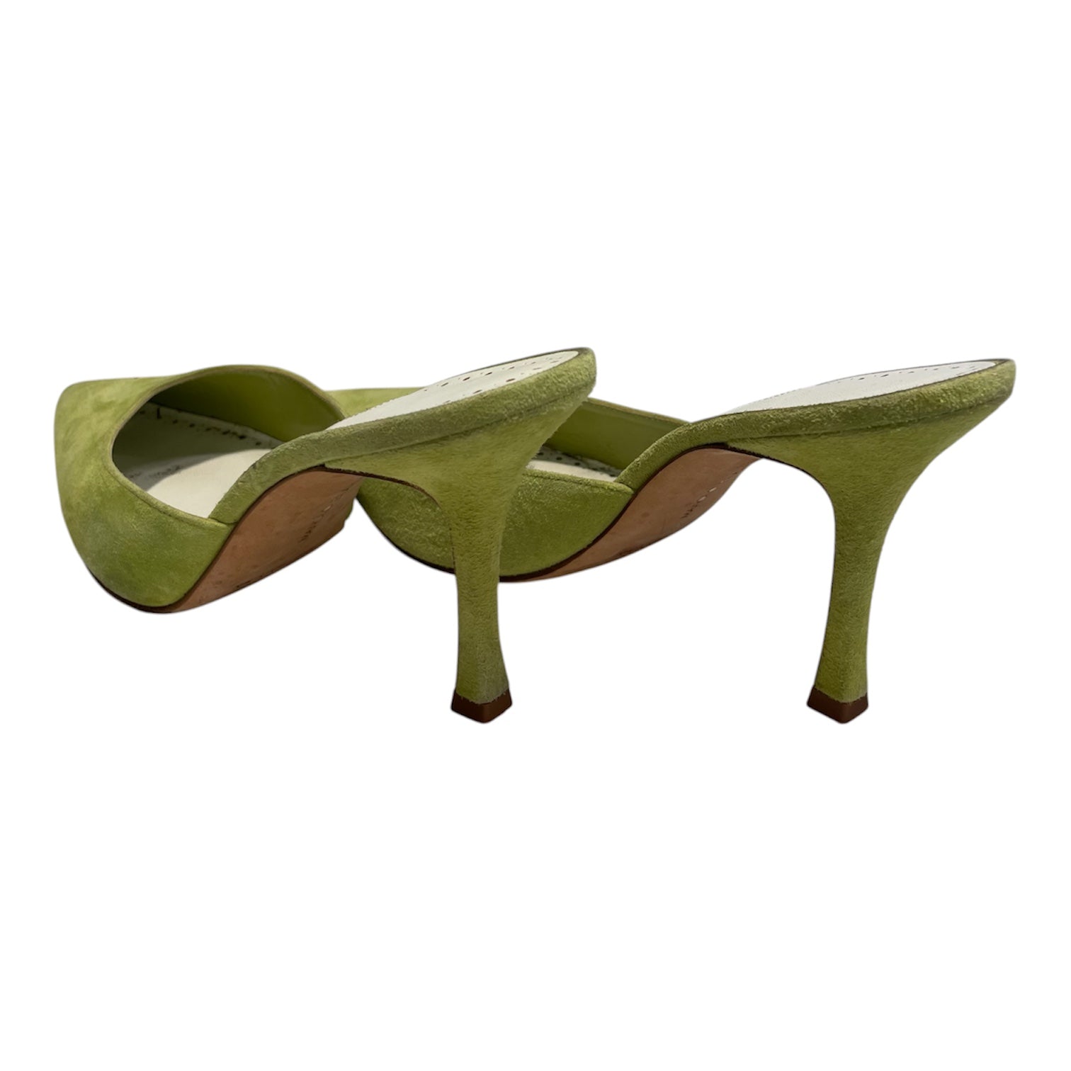 MANOLO BLAHNIK/Heels/EU 37/Suede/GRN/lime grn/wht insole view 2
