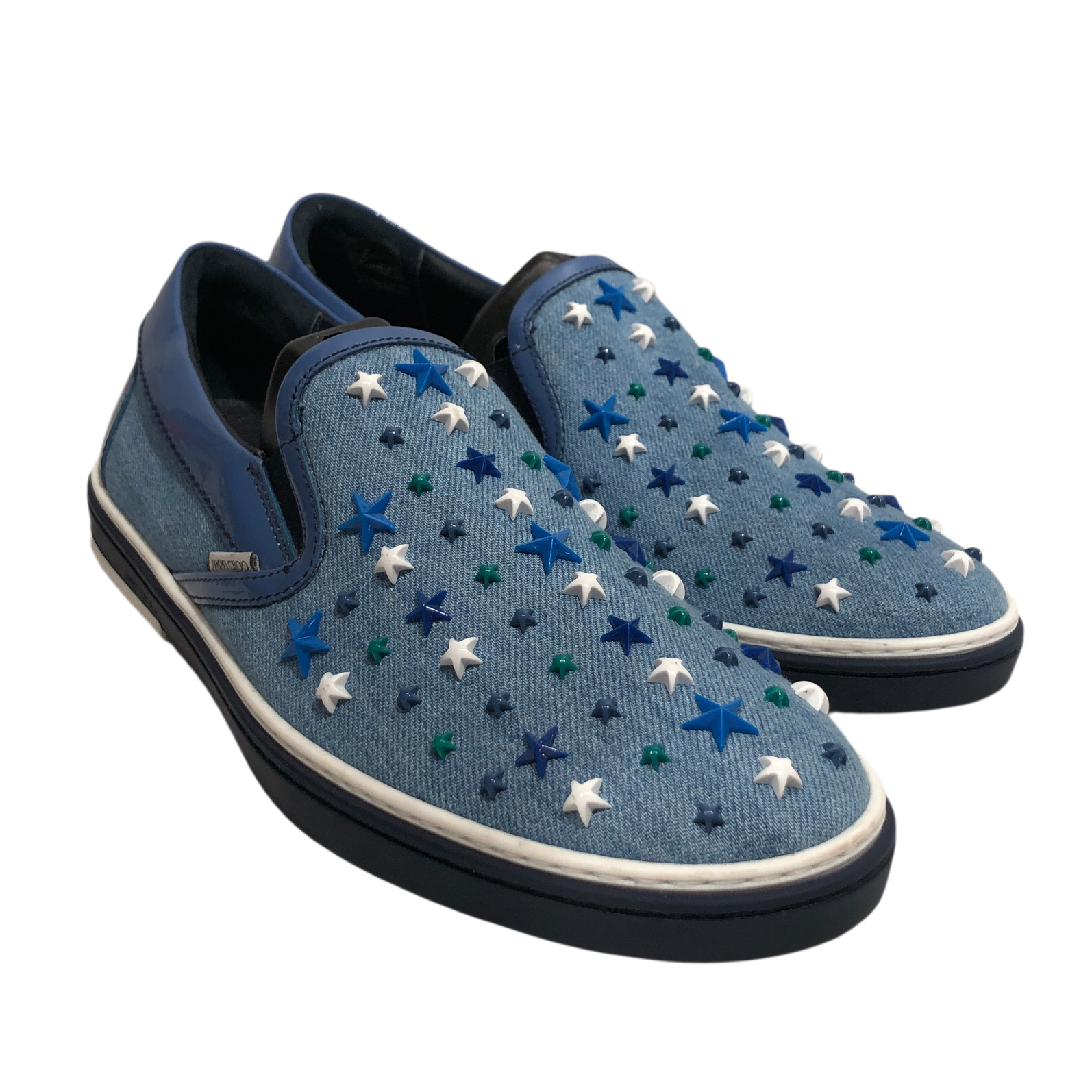 JIMMY CHOO/Low-Sneakers/US 9/Denim/BLU/Star Bedazzled Slip on Sneaker view 1