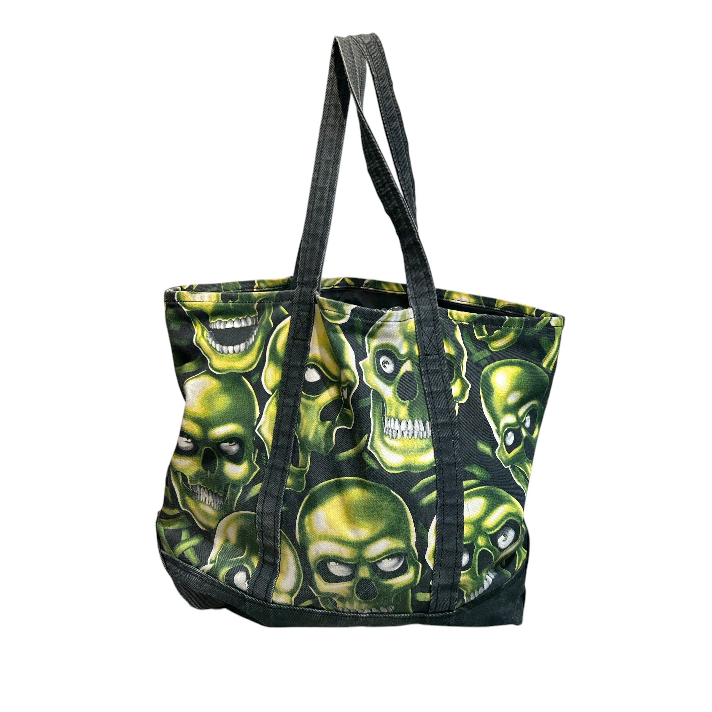 Supreme/Tote Bag/Cotton/BLK/GREEN SKULLS view 2