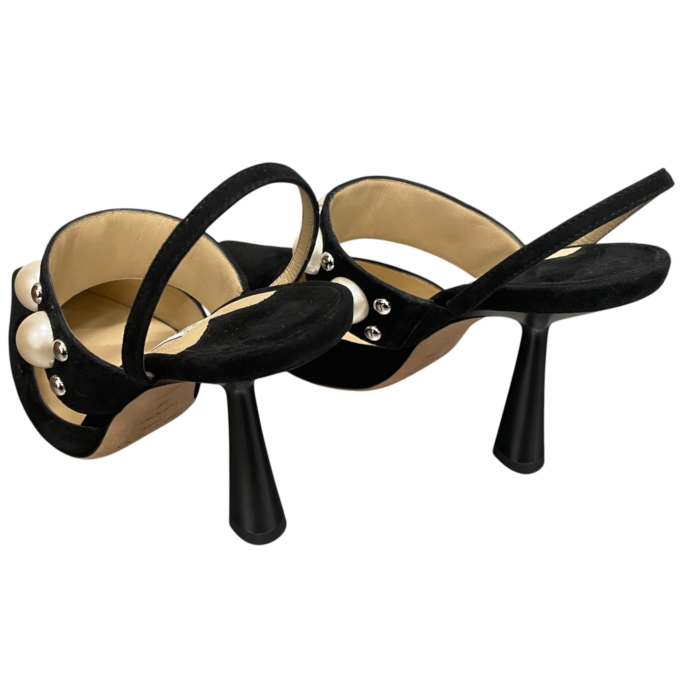 JIMMY CHOO/Heels/EU 38/Suede/BLK/PEARLS AND STUDS view 2