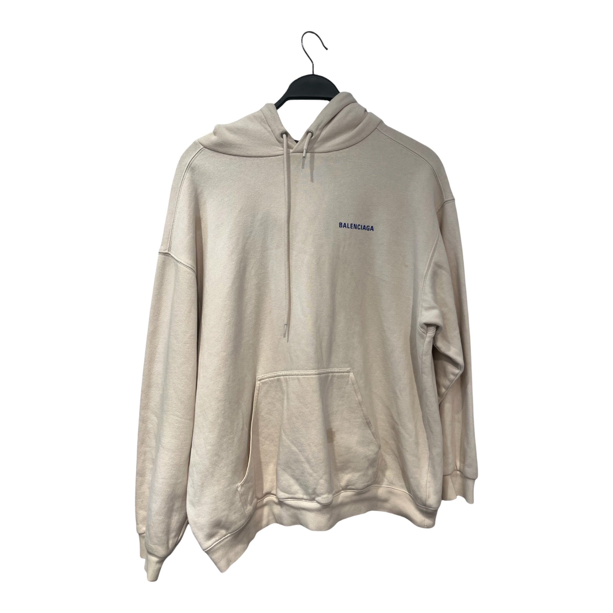 BALENCIAGA/Hoodie/L/Cotton/WHT/Pullover/CA00985 wht/blu logo view 1