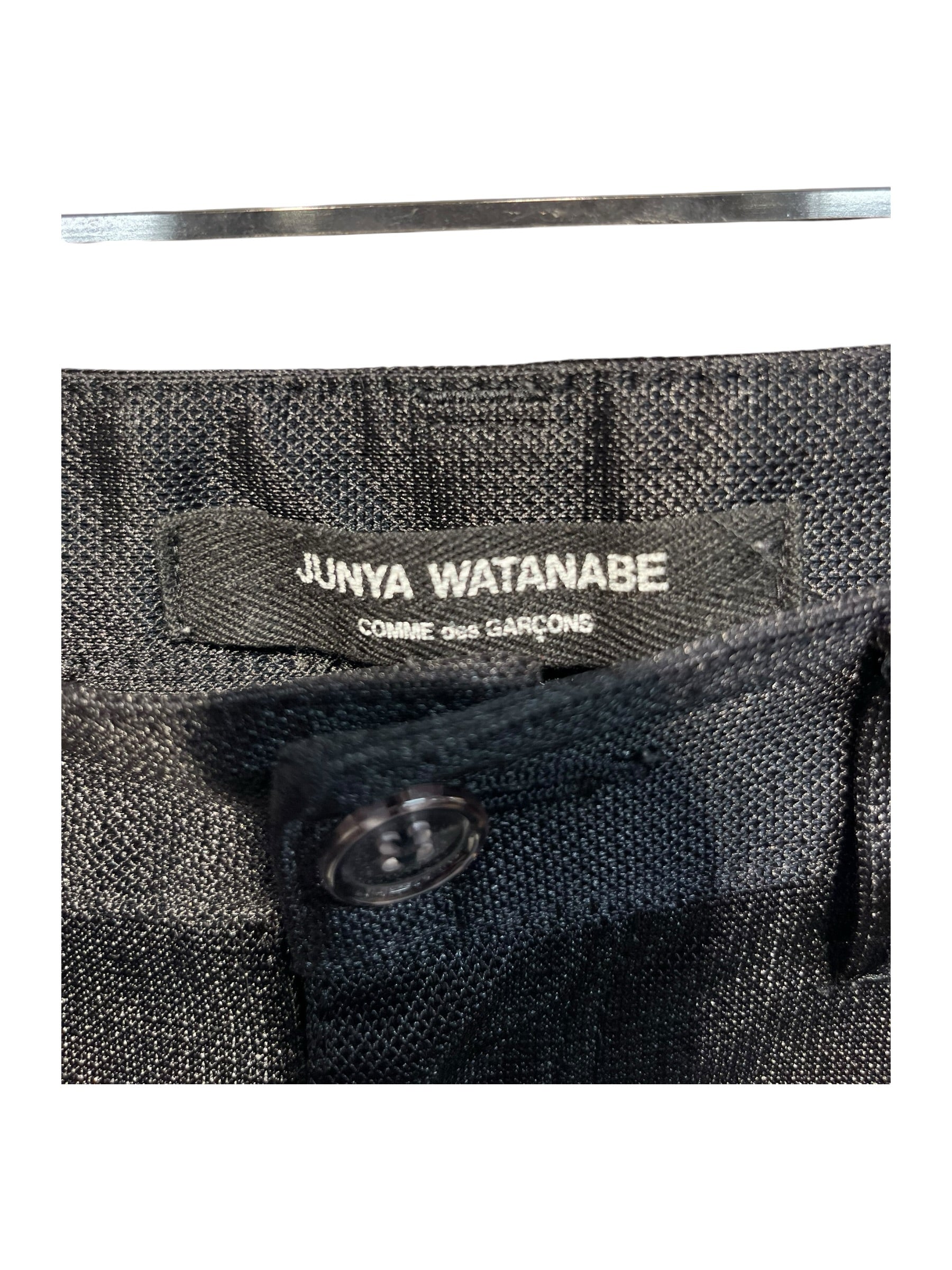 JUNYA WATANABE COMME des GARCONS/Bottoms/M/Polyester/BLK/SHINY WOVEN BLACK FABRIC view 3