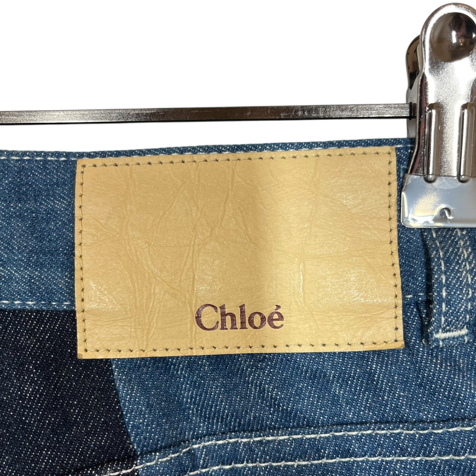 Chloe/Straight Pants/36/Denim/IDG/All Over Print/PATCHWORK DENIM view 3