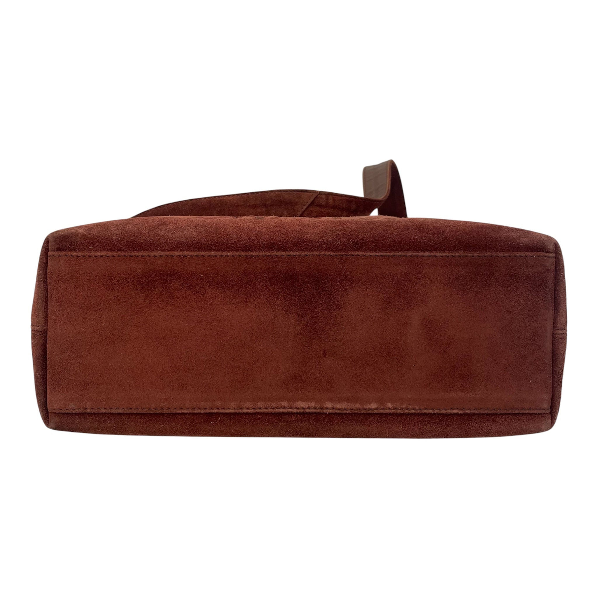 CHANEL/Hand Bag/Border/Suede/BRD/BROWNLEATHERHANDLE view 3