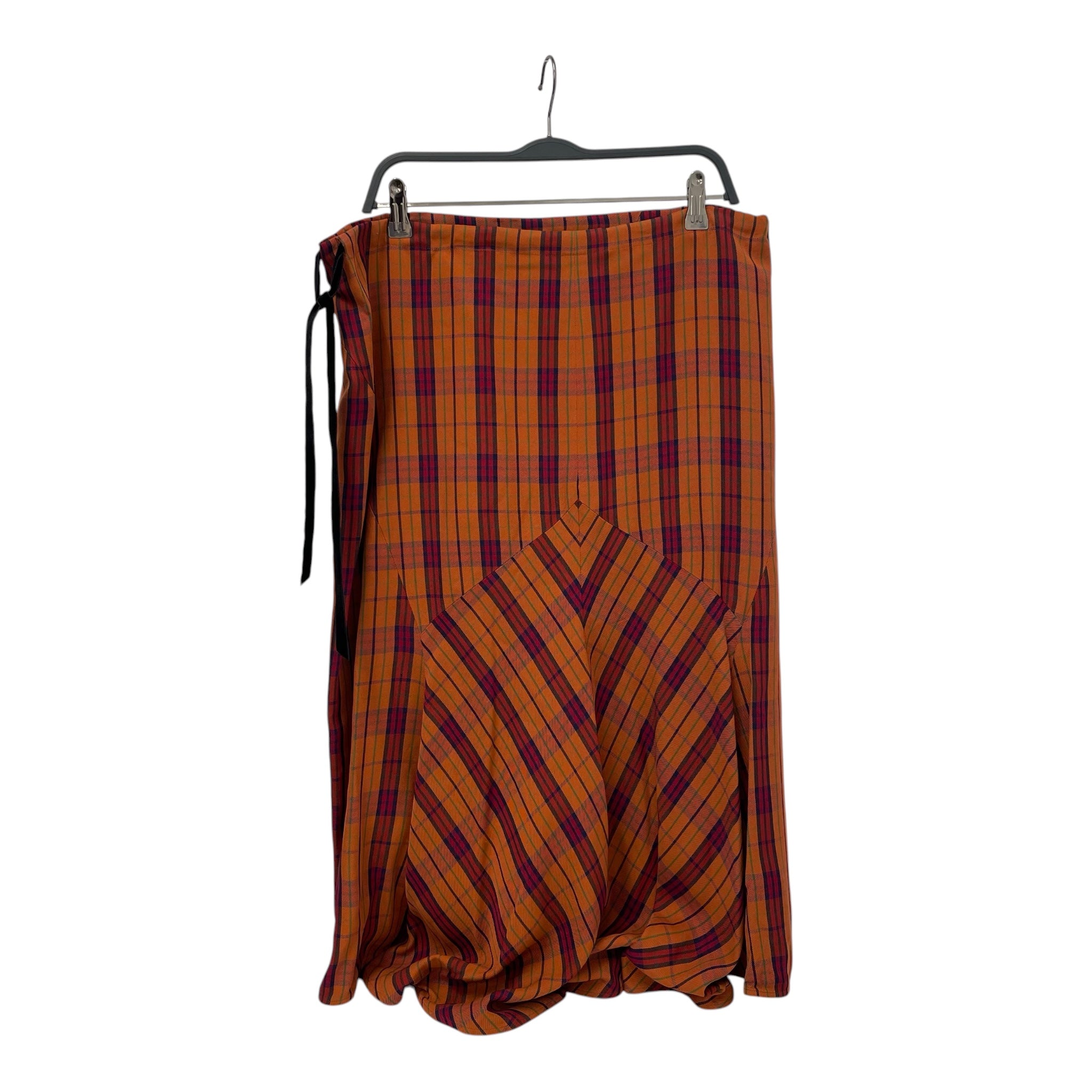Alexander McQueen/Long Skirt/46/Plaid/Cotton/ORN/Maxi Length/velvet drawstring view 1