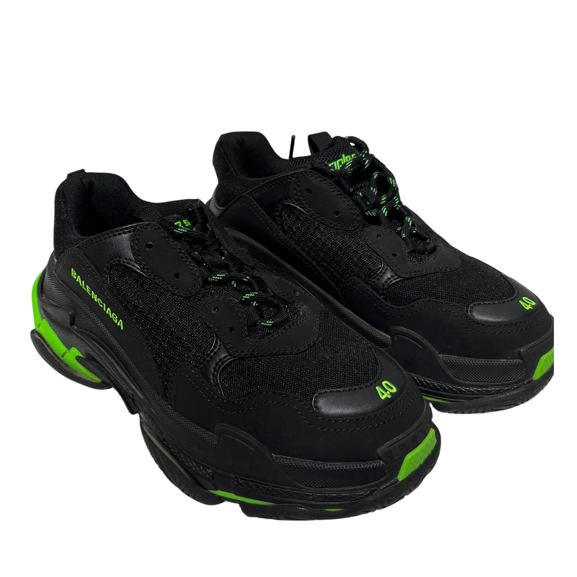 BALENCIAGA/Low-Sneakers/US 7/Leather/BLK/triple s view 1