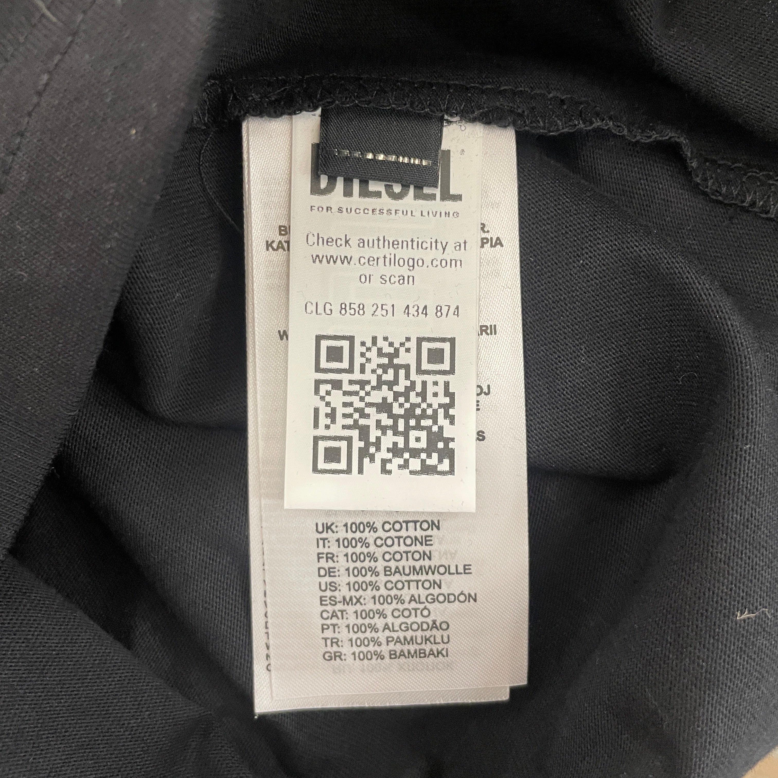 DIESEL/T-Shirt/XL/Cotton/BLK/silver D view 4