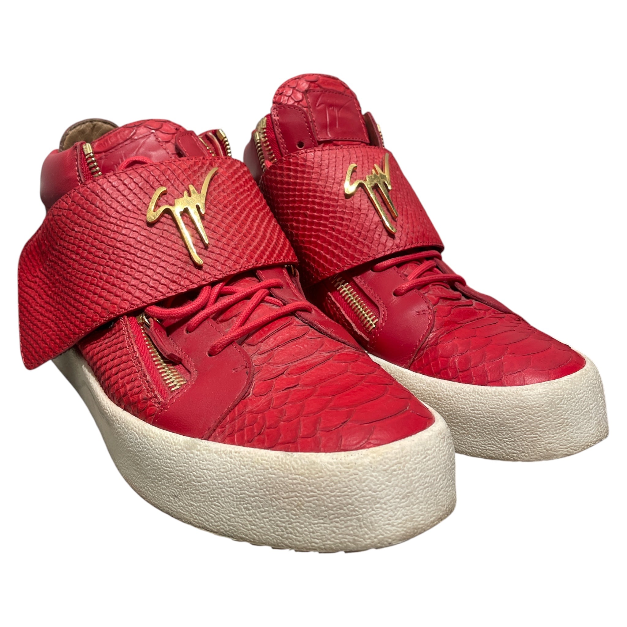 Giuseppe Zanotti/Hi-Sneakers/EU 45/Animal Pattern/RED/Snake Skin Strap Sneaker view 1