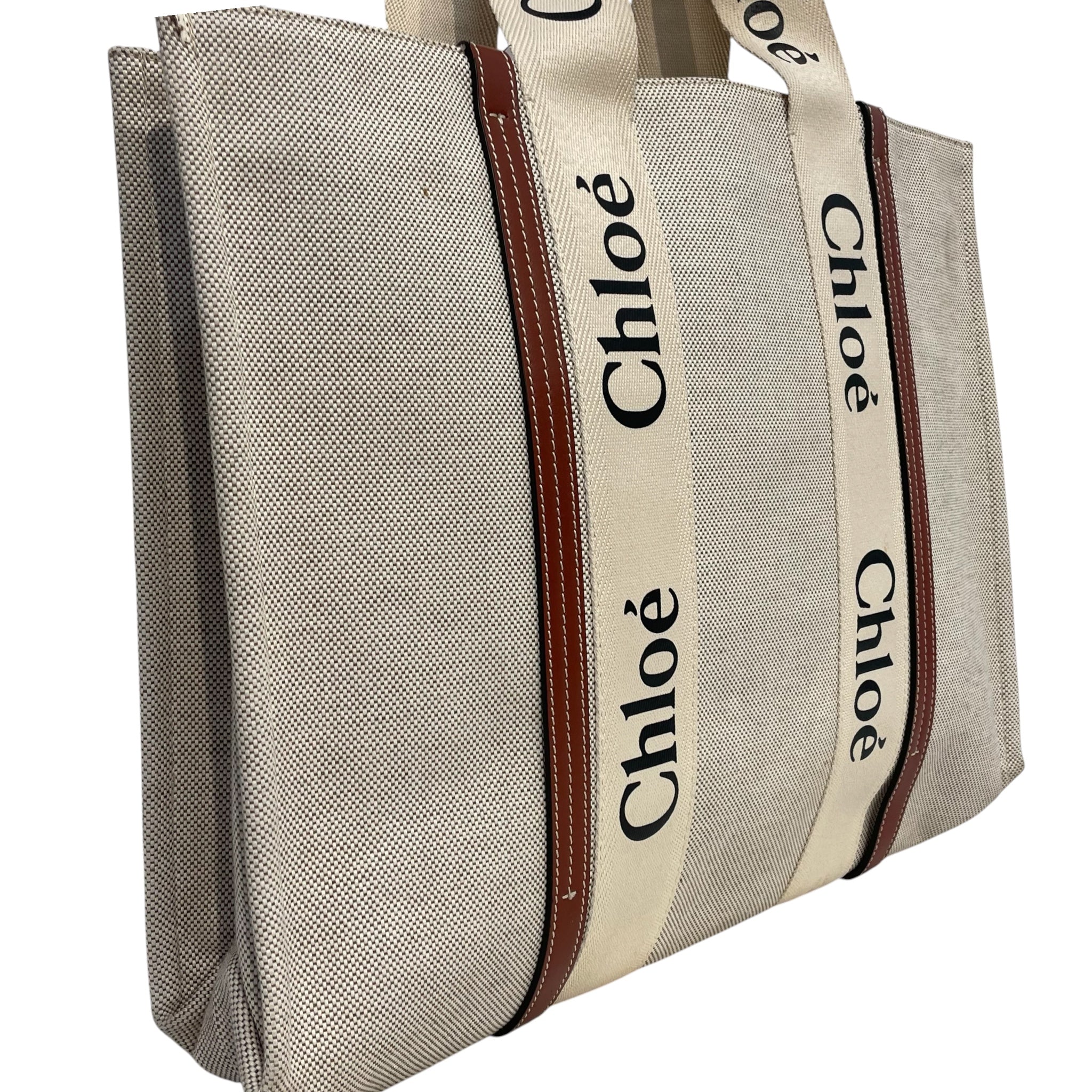 Chloe/Bag/Cotton/WHT/Woody linen tote view 3