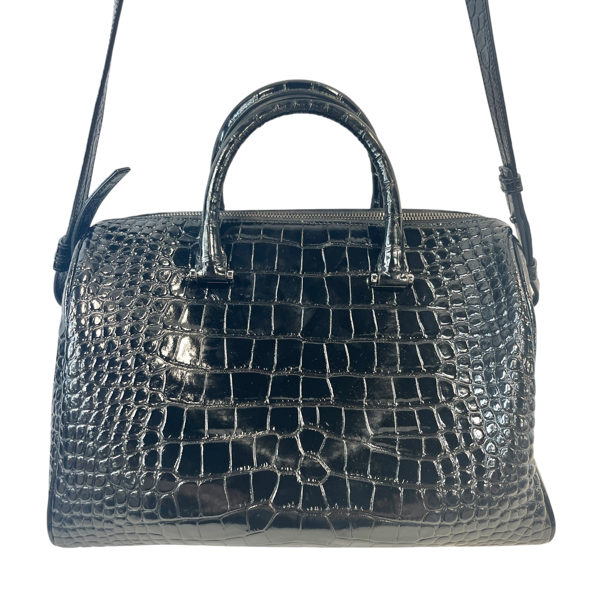 SAINT LAURENT/Hand Bag/Animal Pattern/Suede/BLK/CROCODILE view 4