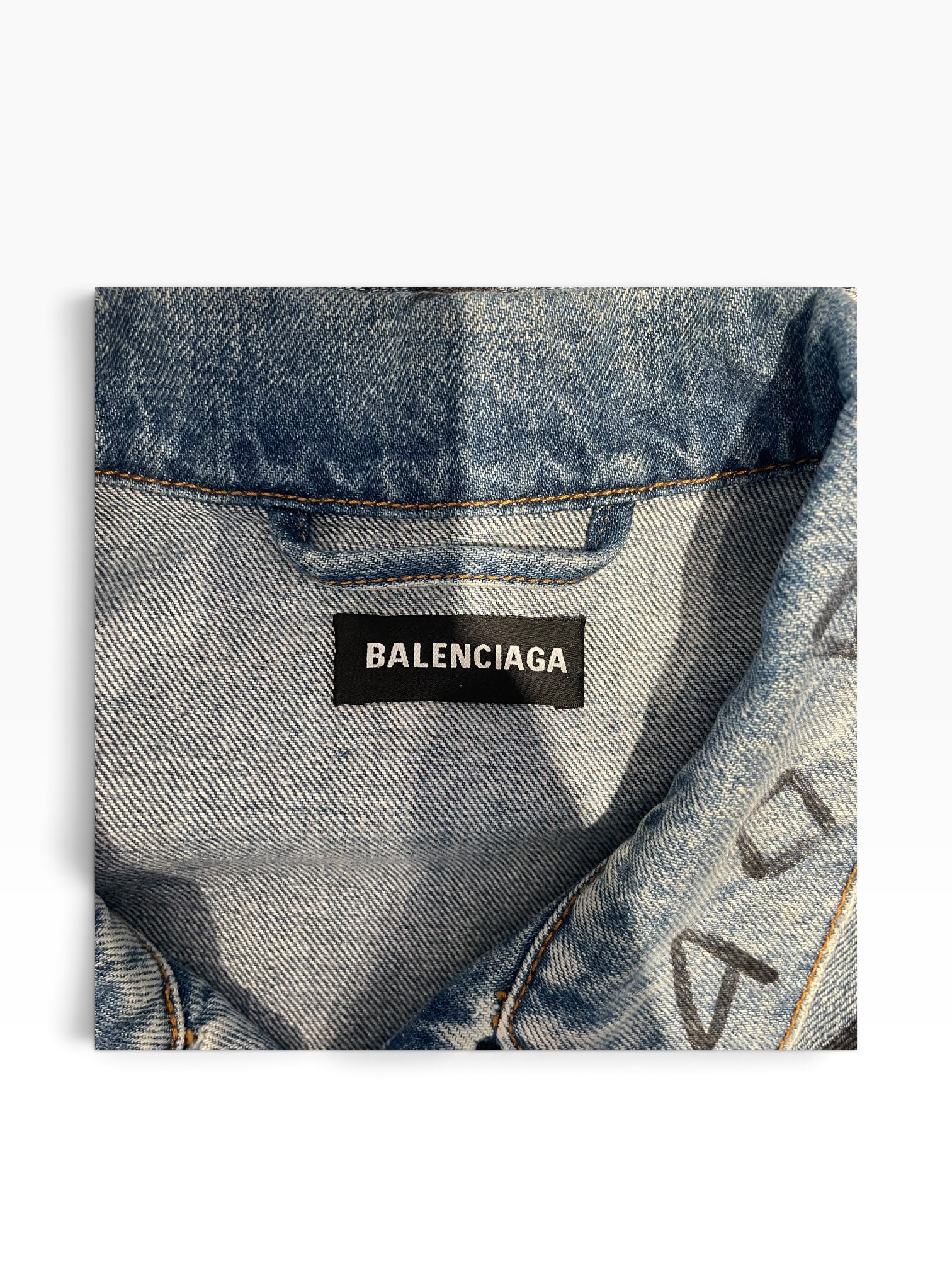 BALENCIAGA/Denim Jkt/46/BLU/All Over Print/Graphic Writing view 3