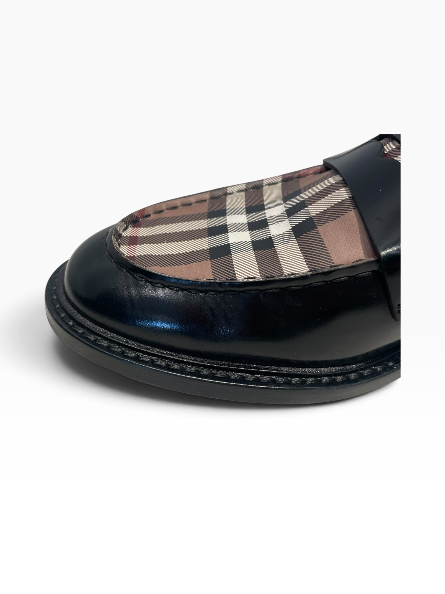 BURBERRY LONDON/Loafers/US 11/Plaid/Leather/BLK/CROFTWOOD CHECK PENNY view 7