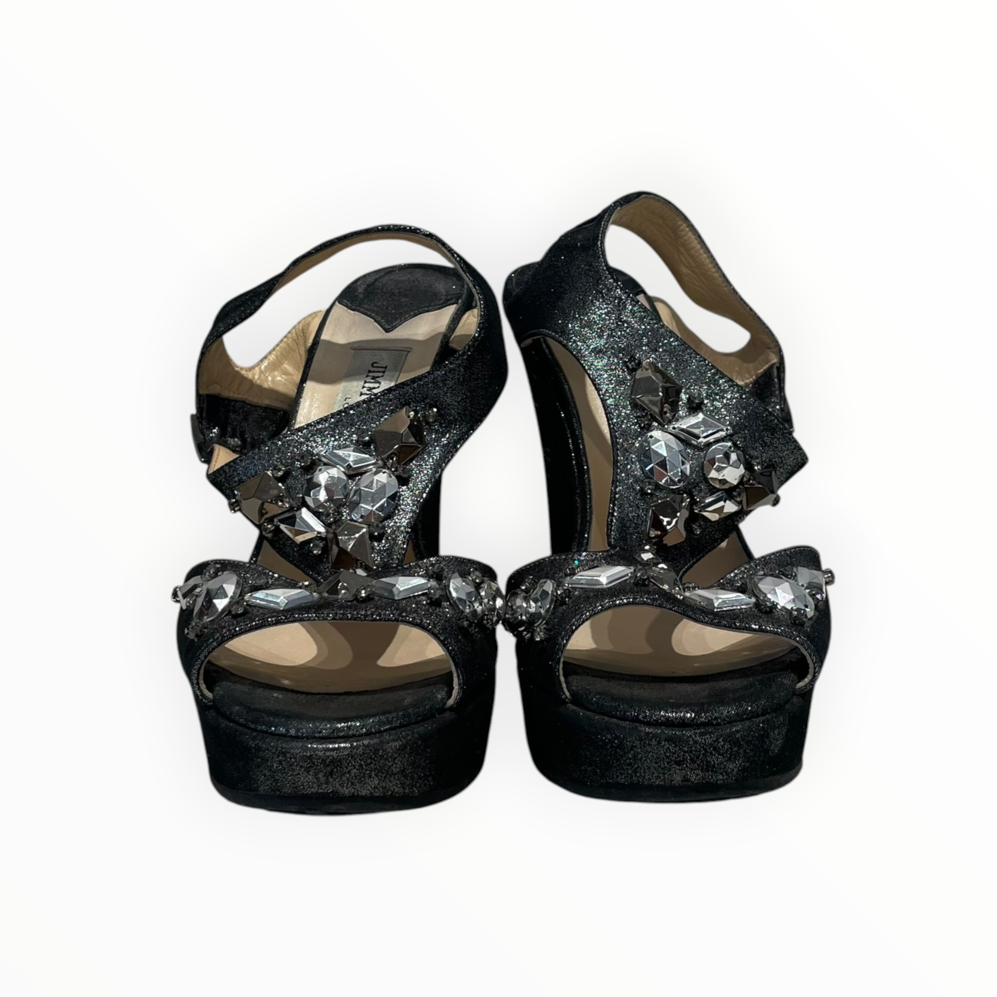 JIMMY CHOO/Heels/US 7/Leather/SLV/Jeweled Wedge heels view 3
