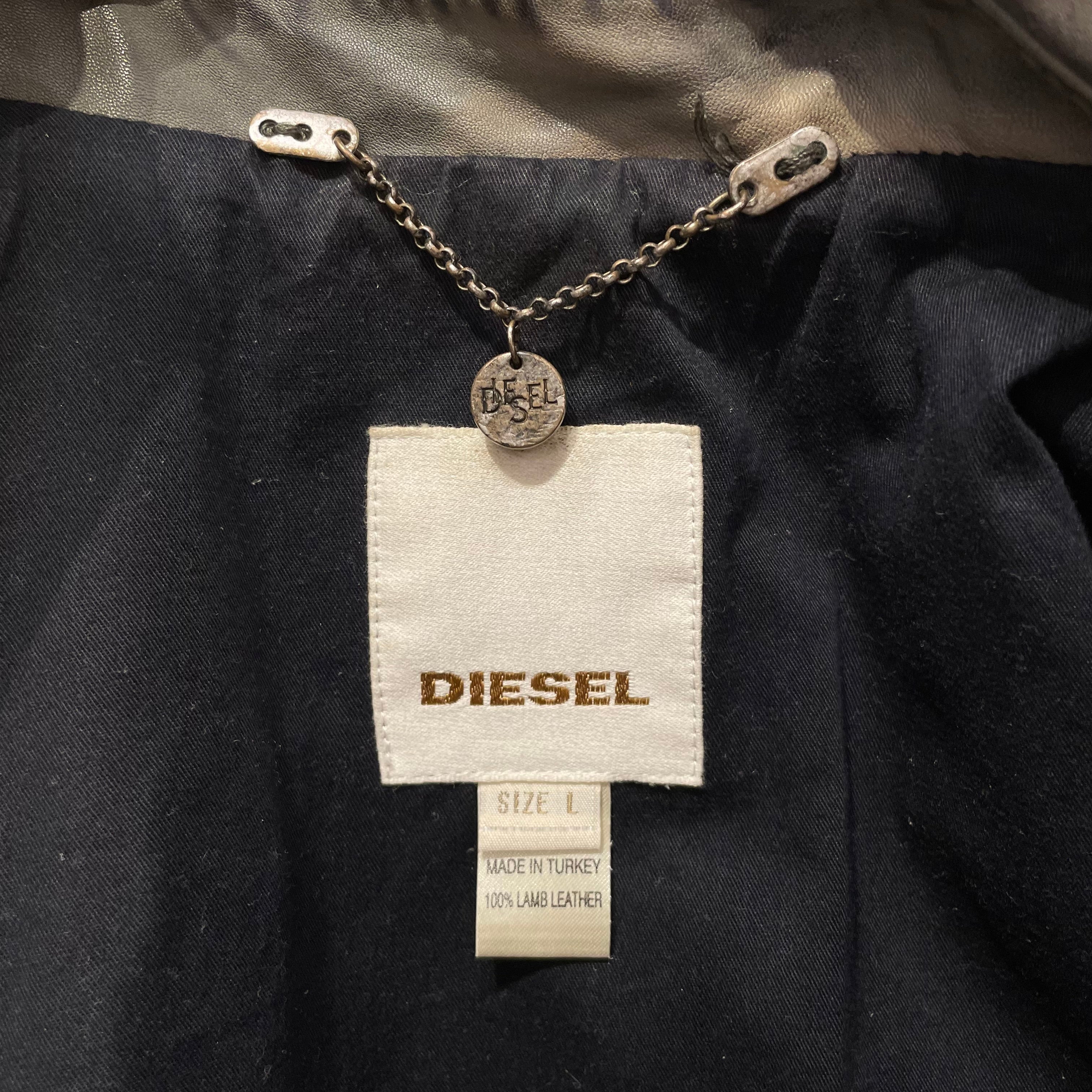 DIESEL/Leather Jkt/L/Leather/GRN/faded green view 3