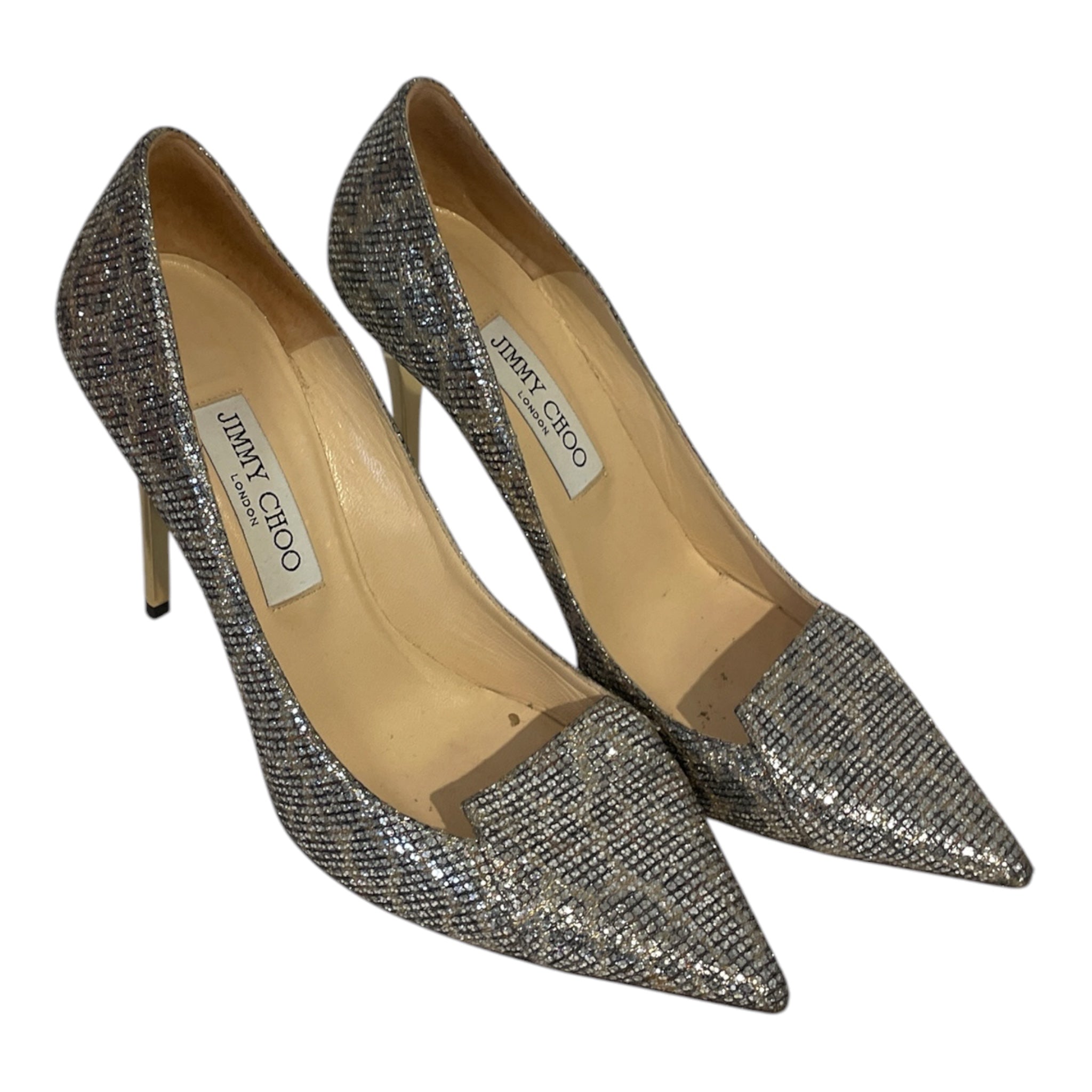 JIMMY CHOO/Heels/EU 38.5/Glitter/SLV/ view 1