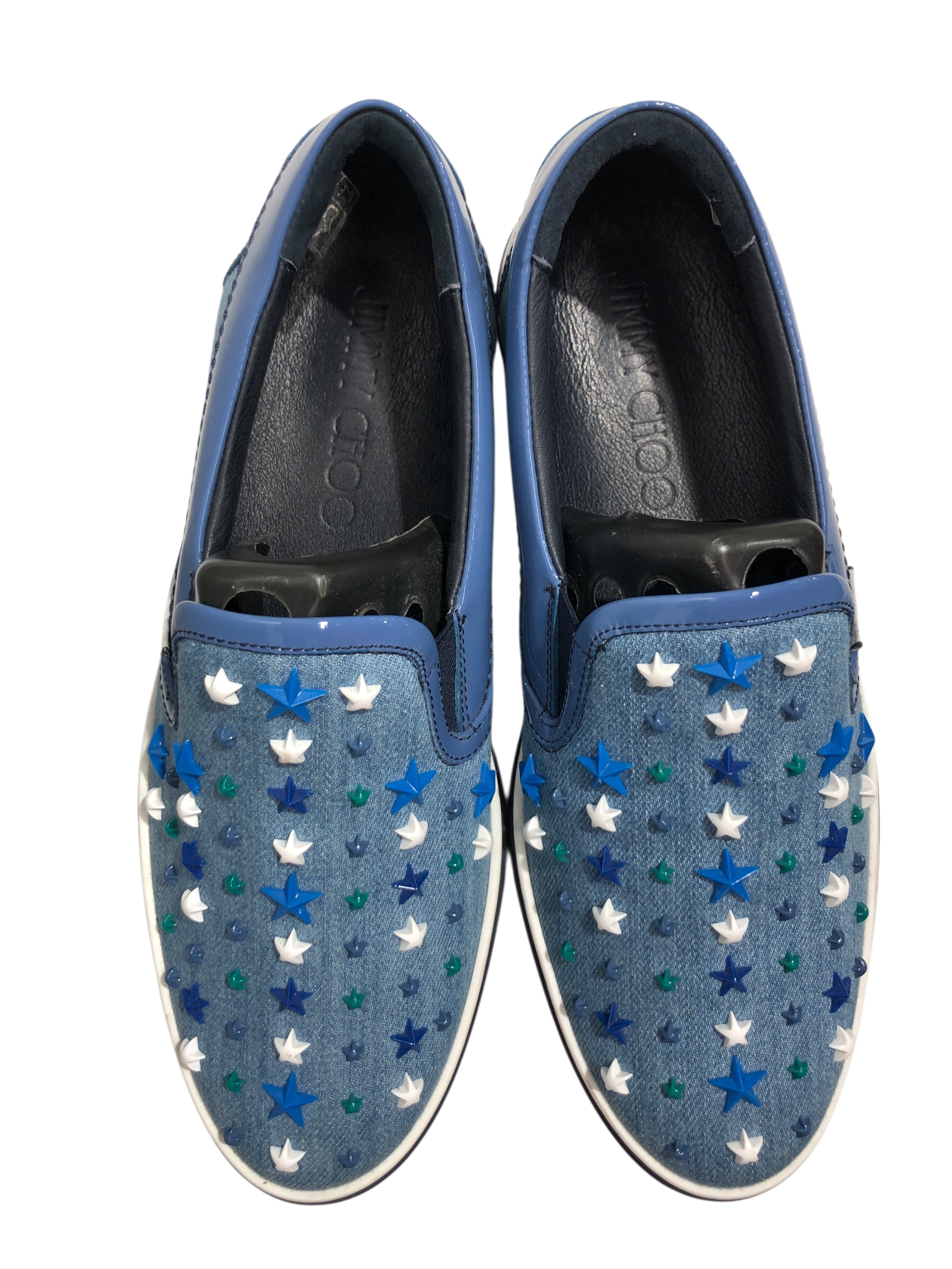 JIMMY CHOO/Low-Sneakers/US 9/Denim/BLU/Star Bedazzled Slip on Sneaker view 6