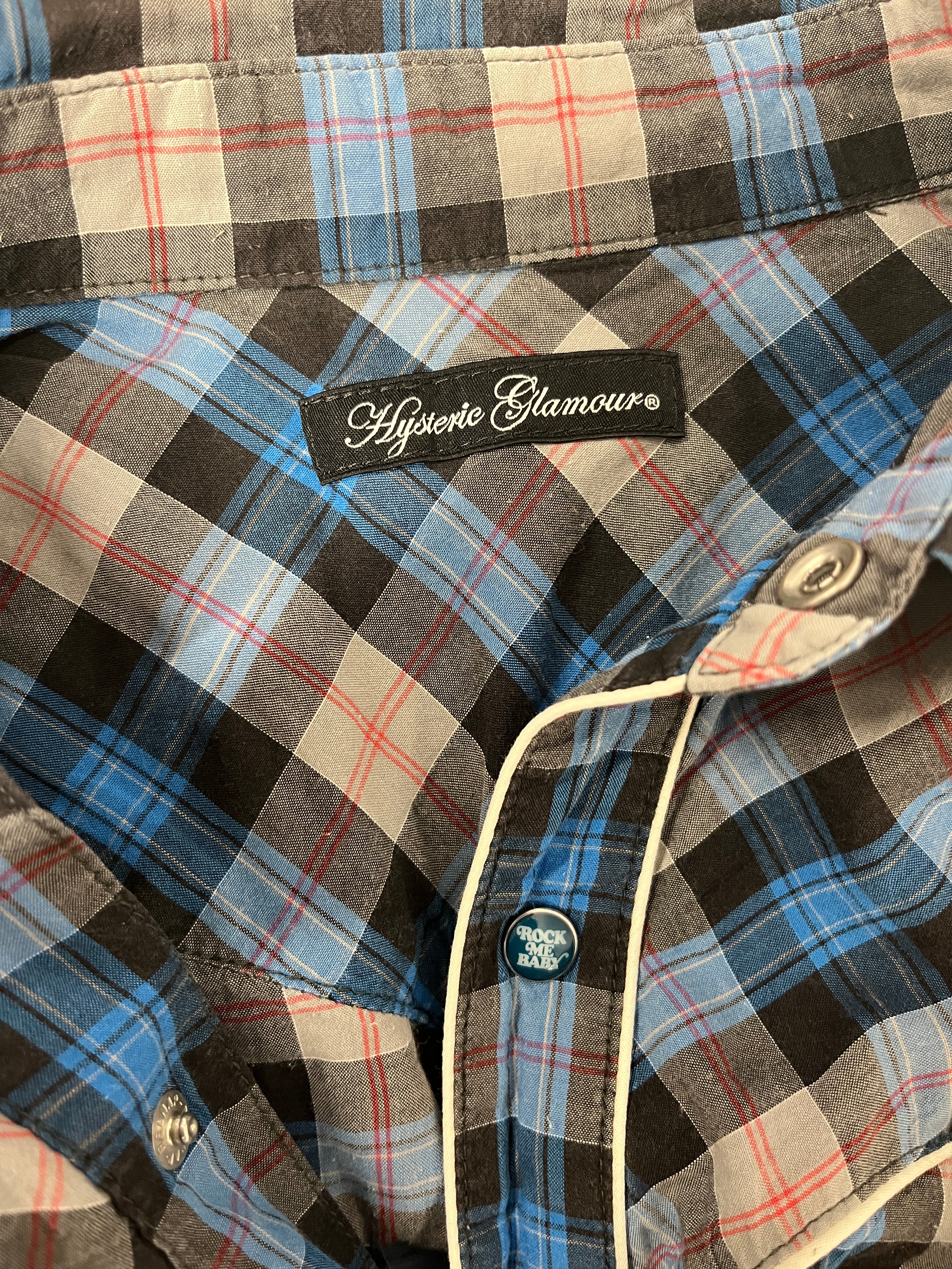 HYSTERIC GLAMOUR/LS Shirt/FREE/Cotton/BLU/Western/Plaid/PEARL/GRAPHIC SNAP 0113AH01 view 4