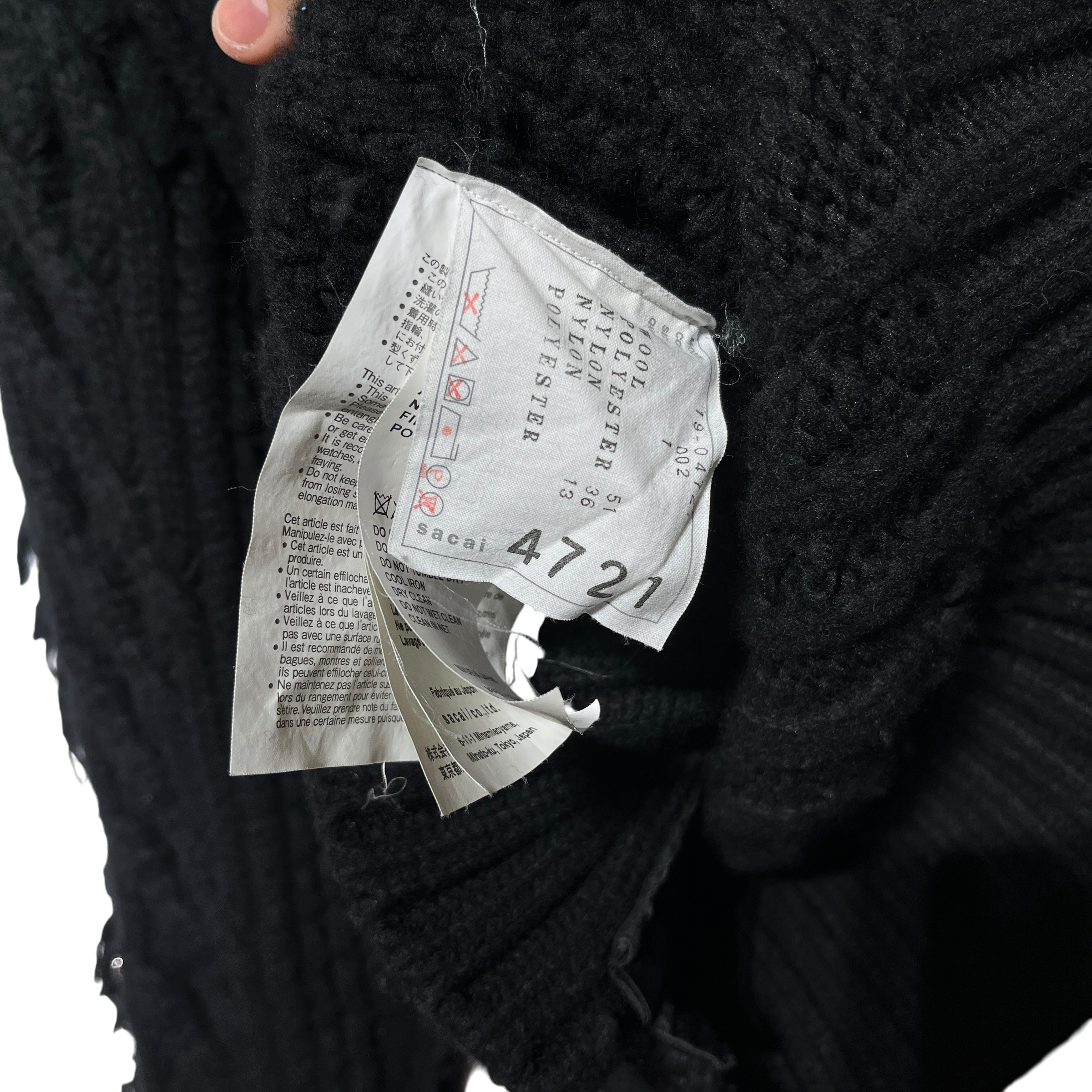 Sacai/Jacket/2/Wool/BLK/ view 3