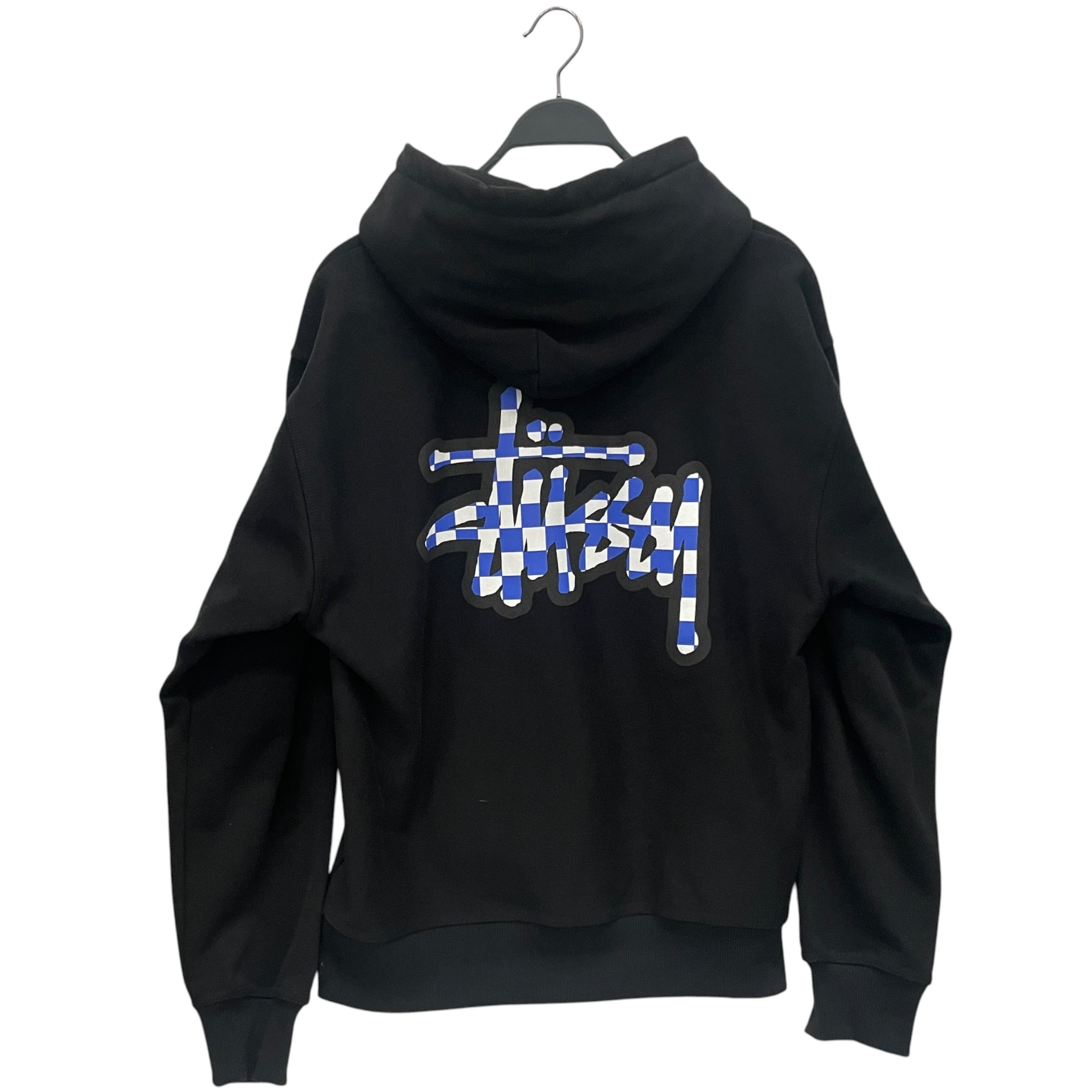 STUSSY/Hoodie/L/Cotton/BLK/CHECKER BLUE LOGO view 2