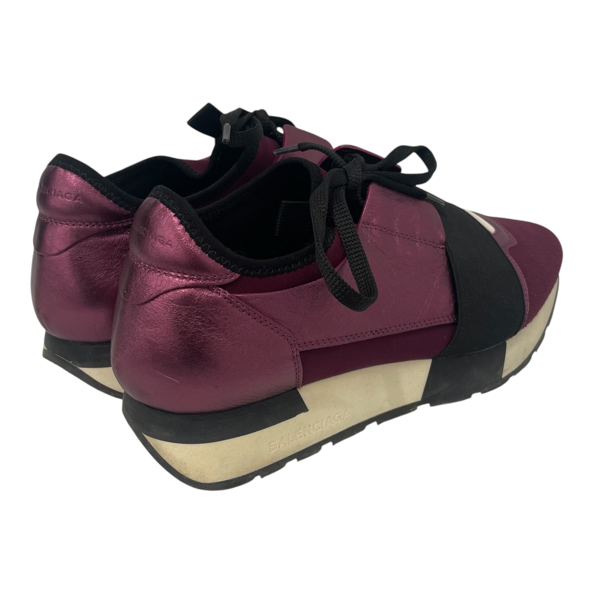 BALENCIAGA/Low-Sneakers/US 6.5/Leather/BRD/balenciage burgundy racerunner view 2