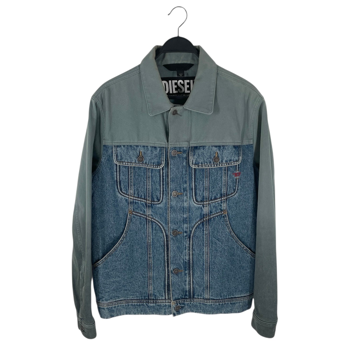 DIESEL/Denim Jkt/L/Denim/BLU/GREY SHOULDERS BLACK TAG TRKR view 1